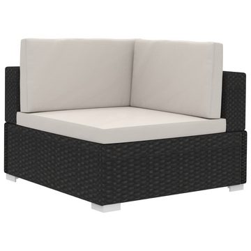 vidaXL Gartenlounge-Set 3-tlg. Garten-Sofagarnitur mit Auflagen Poly Rattan Schwarz, (3-tlg)