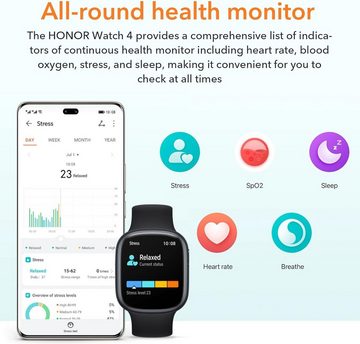 Honor Damen & Herren Smartwatch (1,75 Zoll), mit Herzfrequenzmonitor Schlafmonitor Sauerstoffgehalt, Sportuhr