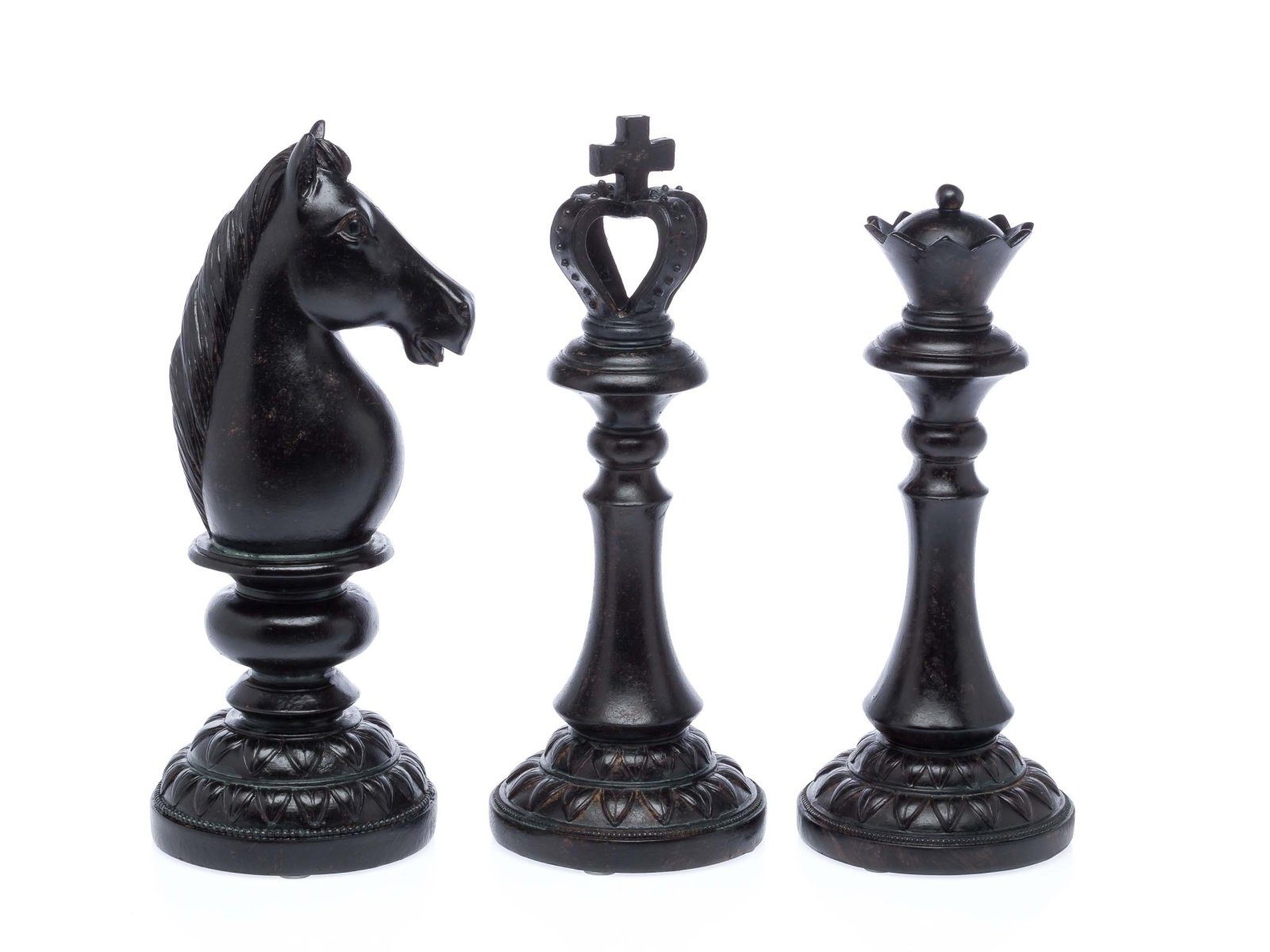 Aubaho Dekoobjekt XL Schachfiguren Höhe 33cm Figur König Dame Pferd sculpture chess piec