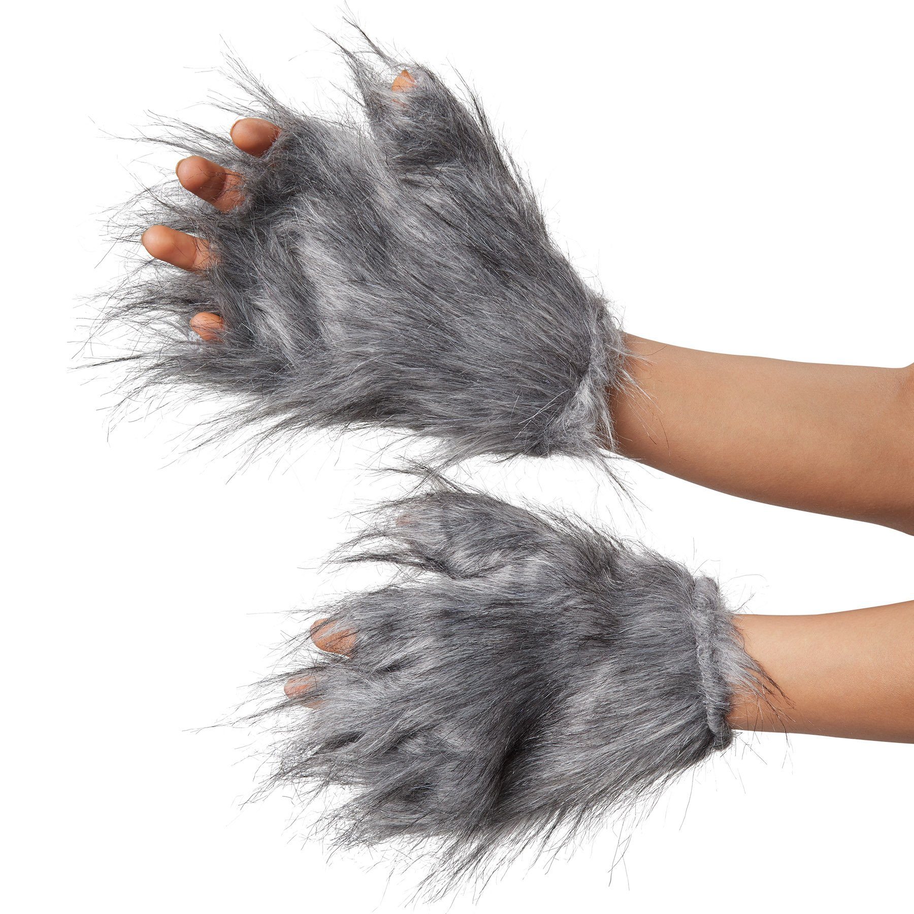dressforfun Kostüm Frauenkostüm Heiße Wolfdame, Kurzkleid aus hellgrauem Stoff mit Kunstfellbesatz