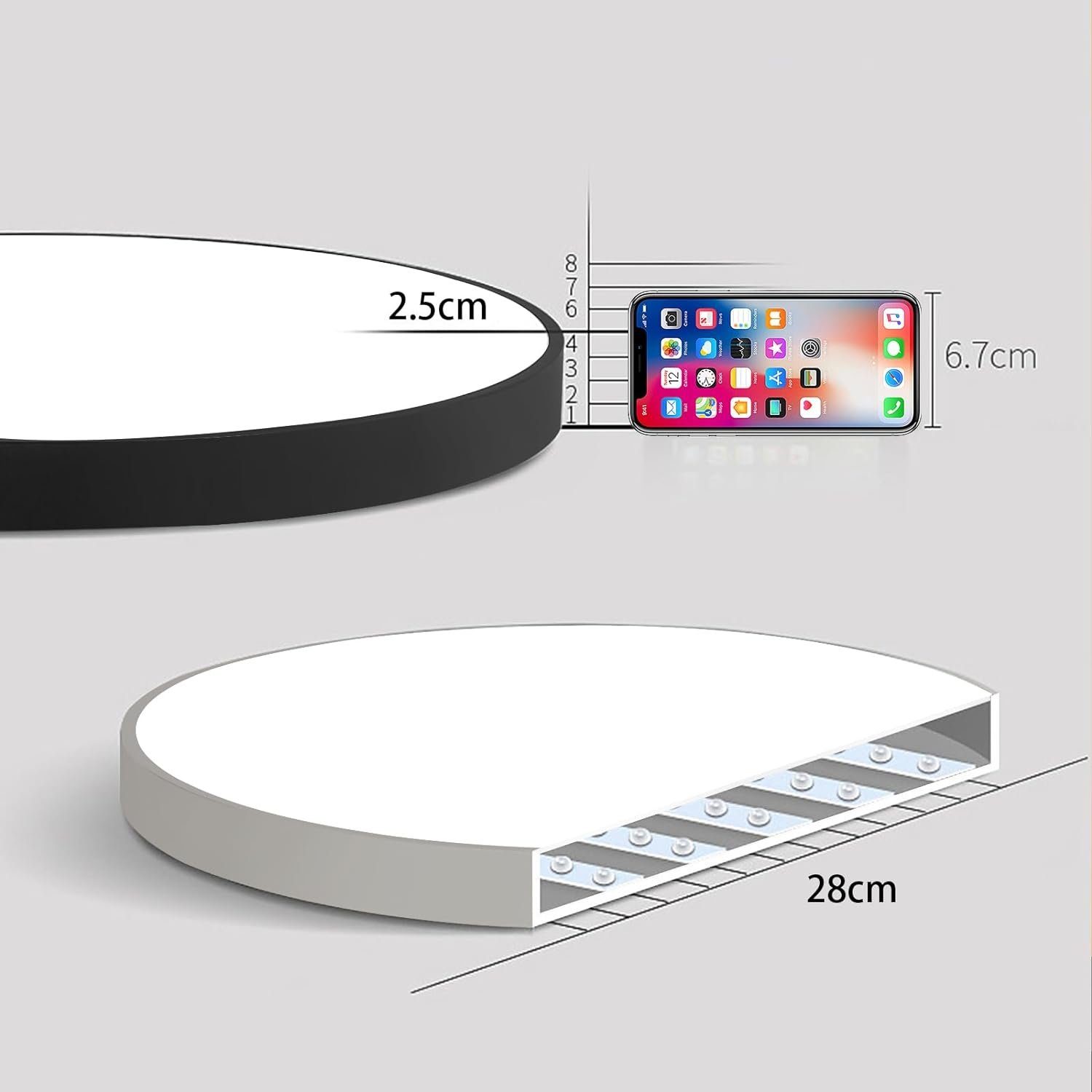 ZMH LED Deckenleuchte Wohnzimmer Rund Schwarz/Weiß günstig online kaufen