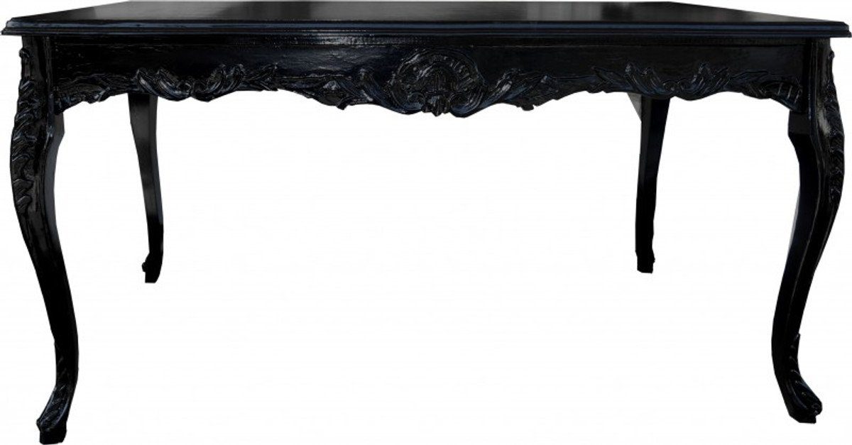 Casa Padrino Esstisch Barock Esstisch Schwarz mit Glasplatte - Esszimmer Tisch - alle Grössen