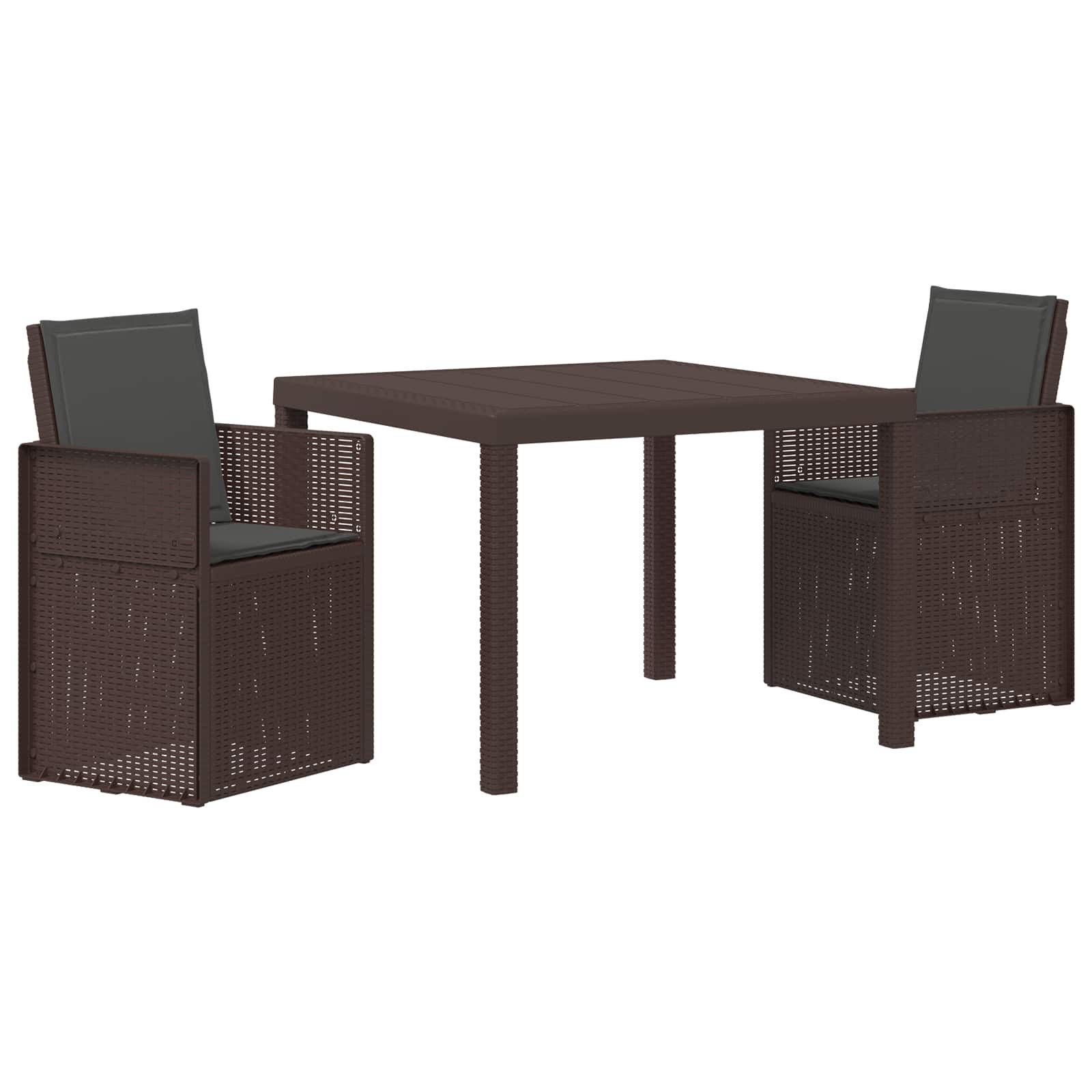 vidaXL Gartenlounge-Set Garten Essgruppe 3 stk. Braun und Anthrazit PP, (3-tlg)