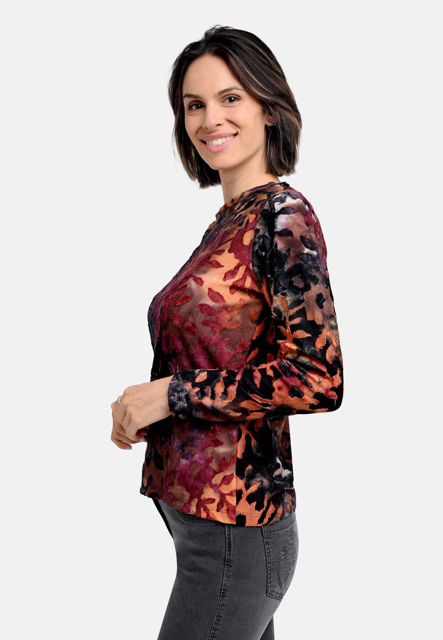 BICALLA T-Shirt Shirt mit floralem Muster in Rot/Orange (1-tlg) günstig online kaufen