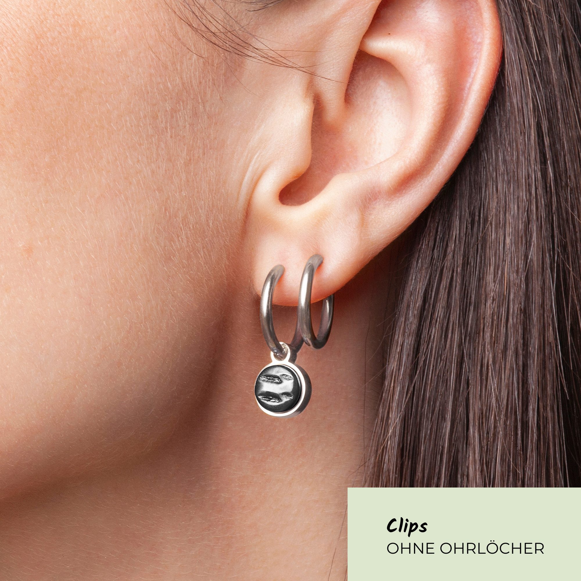 ALEXASCHA Paar Ohrclips Clip Creolen mit Einhänger • Mix & Match Ohrringe ohne Ohrloch • 18mm