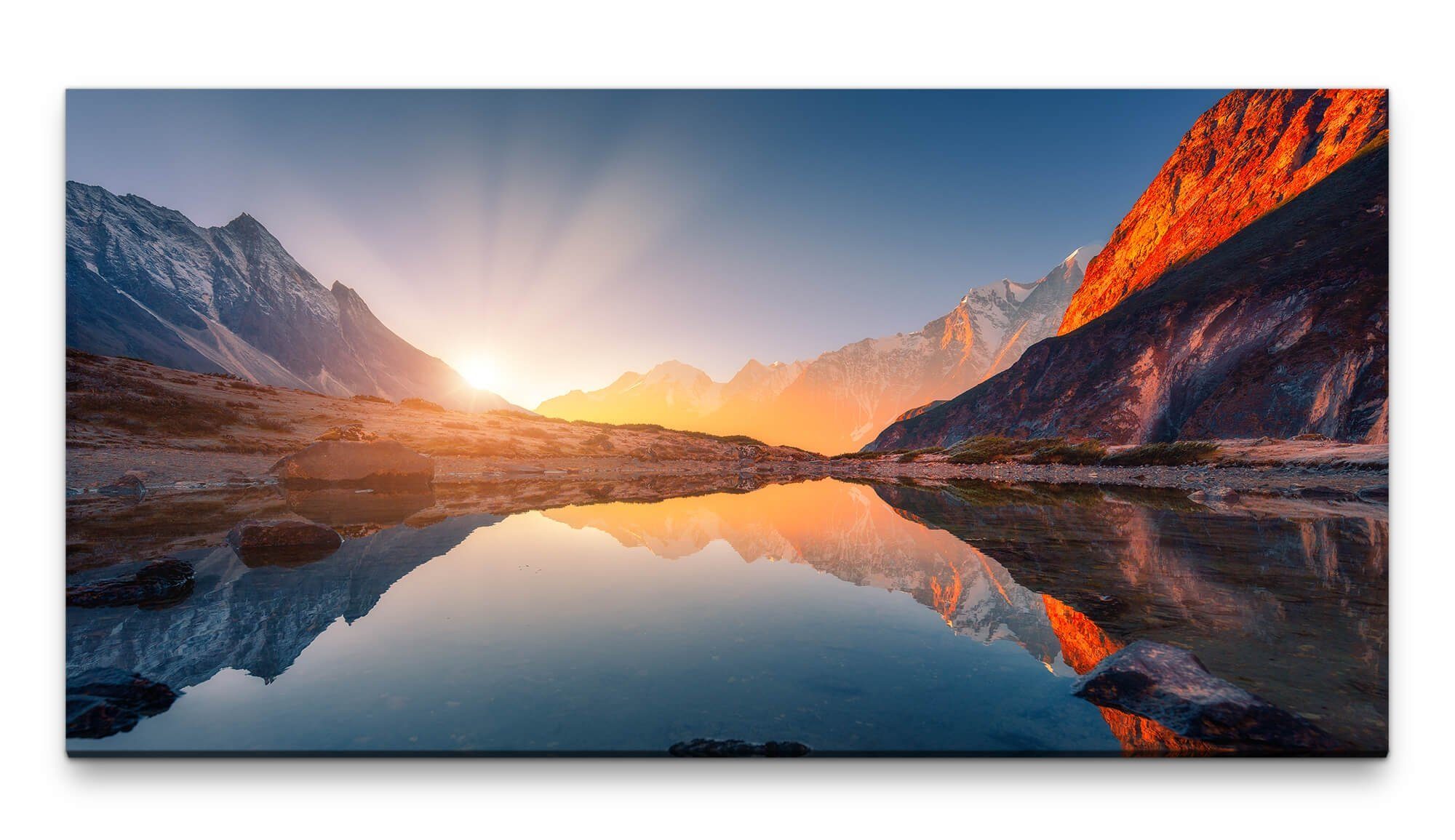 Leinwandbild Bilder XXL See in den Bergen 50x100cm Wandbild auf Leinwand