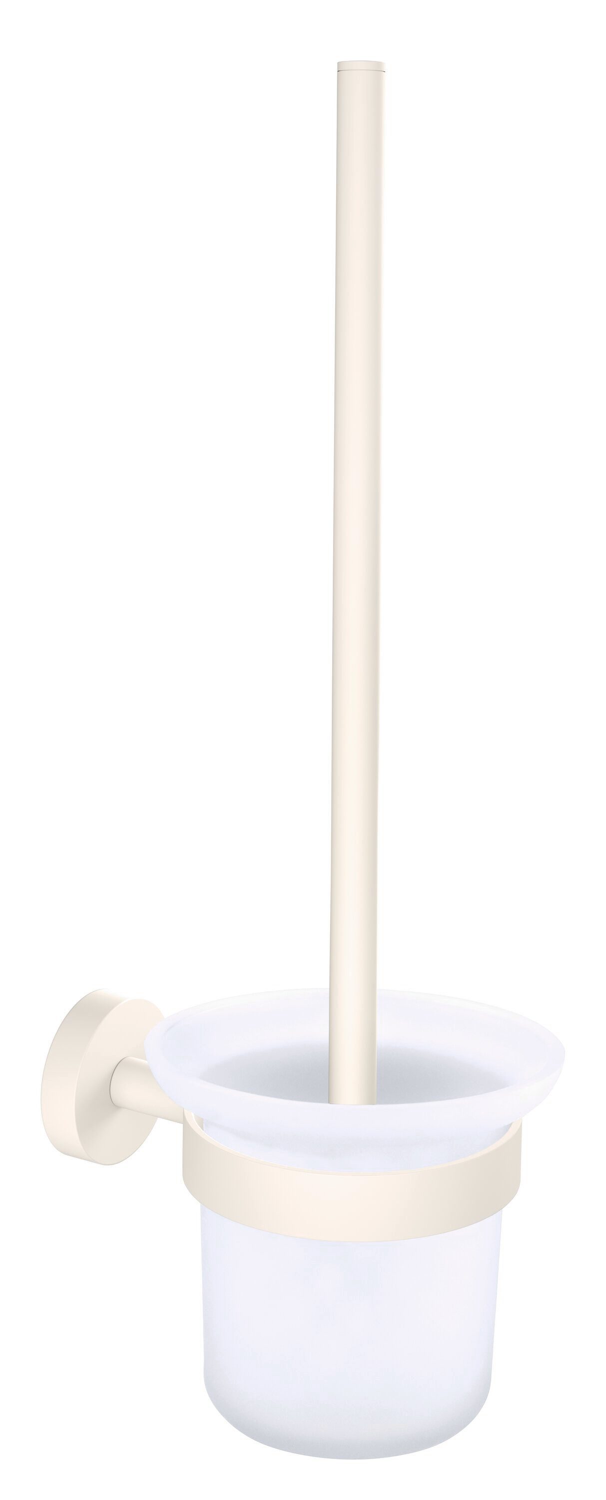 tesa WC-Garnitur MOON Toilettenbürstenhalter ohne Bohren - 37,9 cm : 11,2 cm : 14,5 cm, Badezimmer, Gäste-WC, Wandmontage, (Packung, 1-tlg), selbstklebende WC-Bürste für Wandmontage - weiß