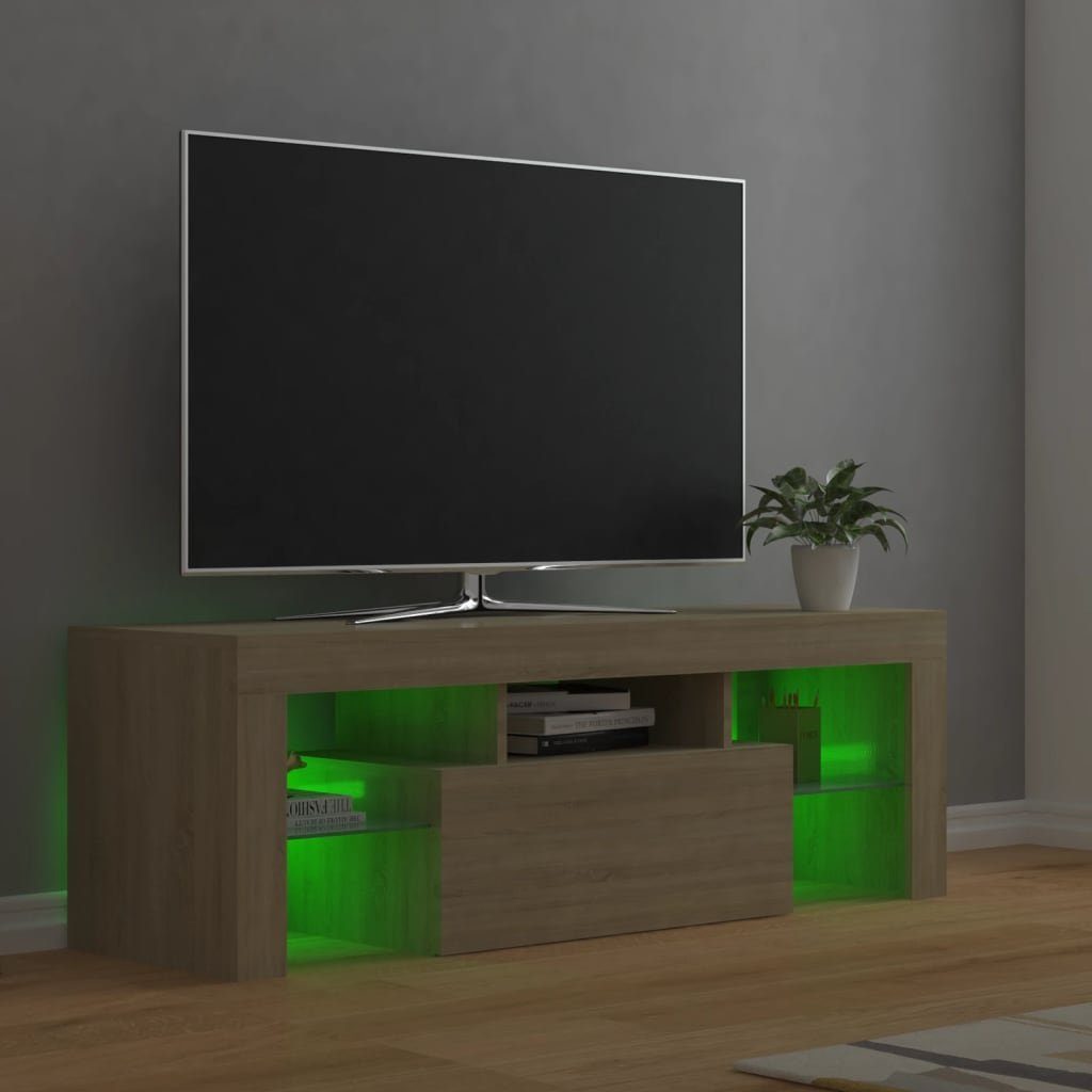 vidaXL TV-Schrank TV-Schrank Sonoma 120x35x40 Eiche mit (1-St) LED-Leuchten cm Sonoma-Eiche