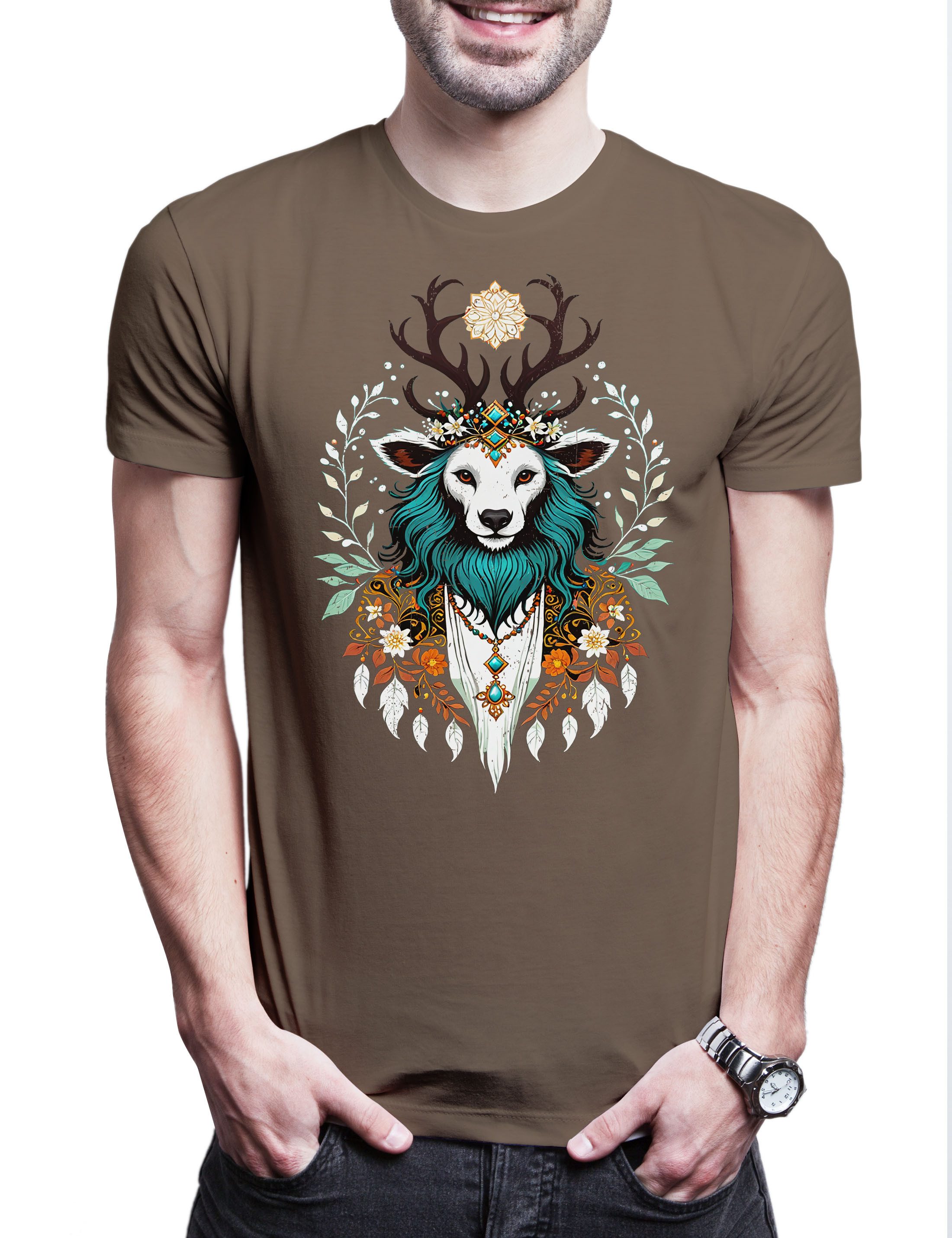 Urban Backwoods Print-Shirt DruidHerren T-Shirt Druide Schaman Shaman Fantasy Elves Elfen Fairy (1-tlg) Fairies Lord RPP Dungeons