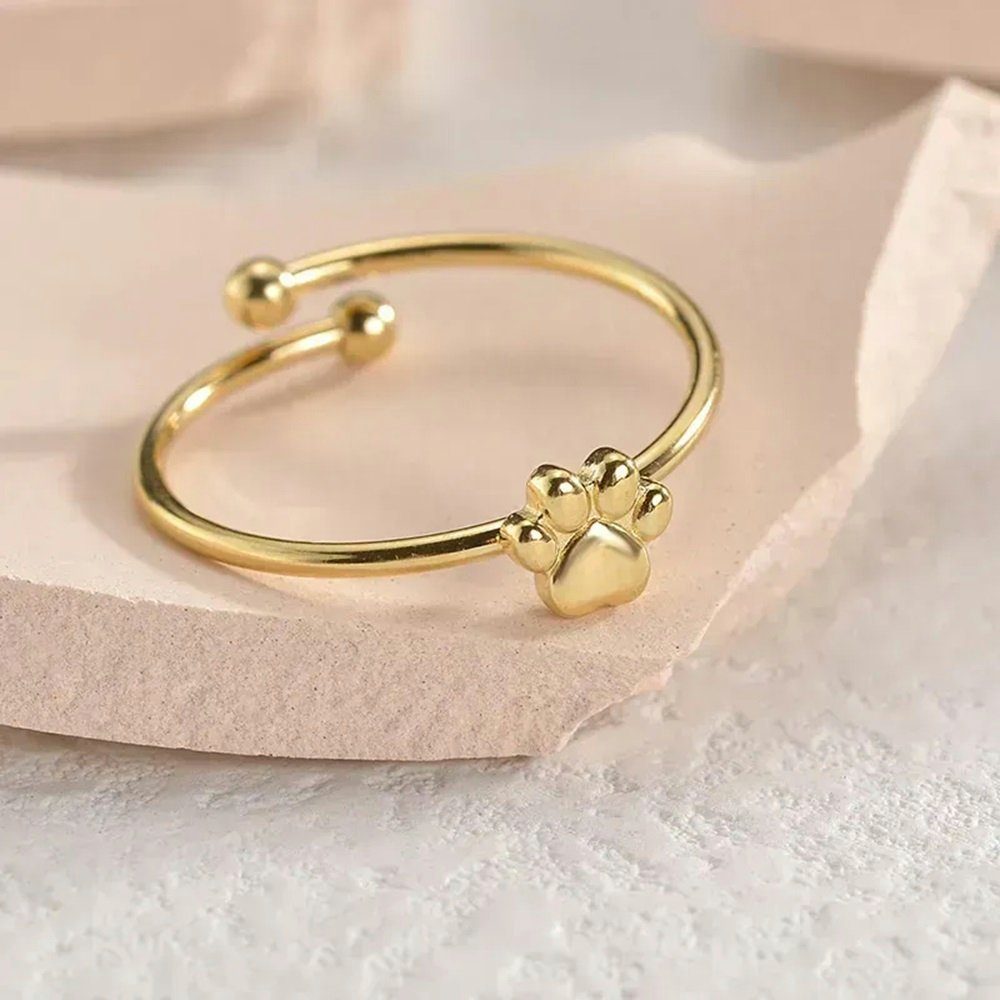 Eyecatcher Fingerring Offener süßer Pfotenabdruck Ring günstig online kaufen