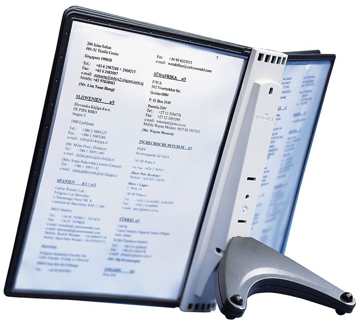 DURABLE Fächermappe Sichttafelständer Sherpa soho Display System table5 schwarz mit 5 Sich