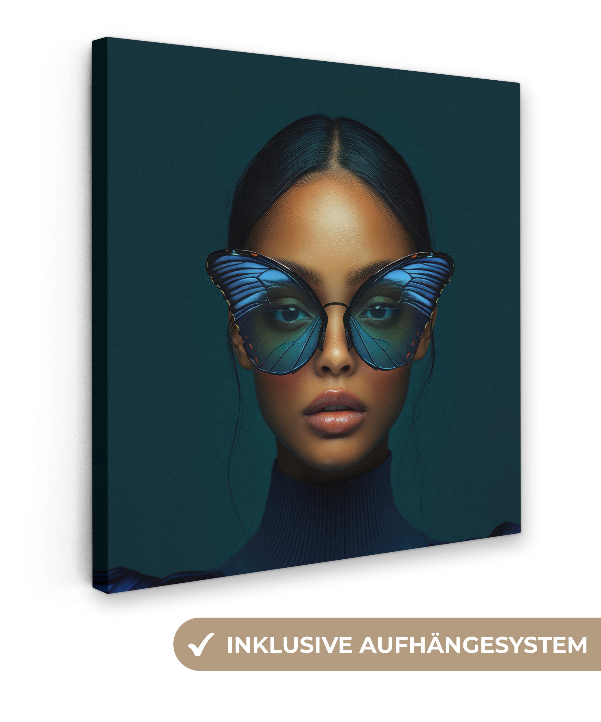 OneMillionCanvasses® Leinwandbild Frau - Schmetterling - günstig online kaufen