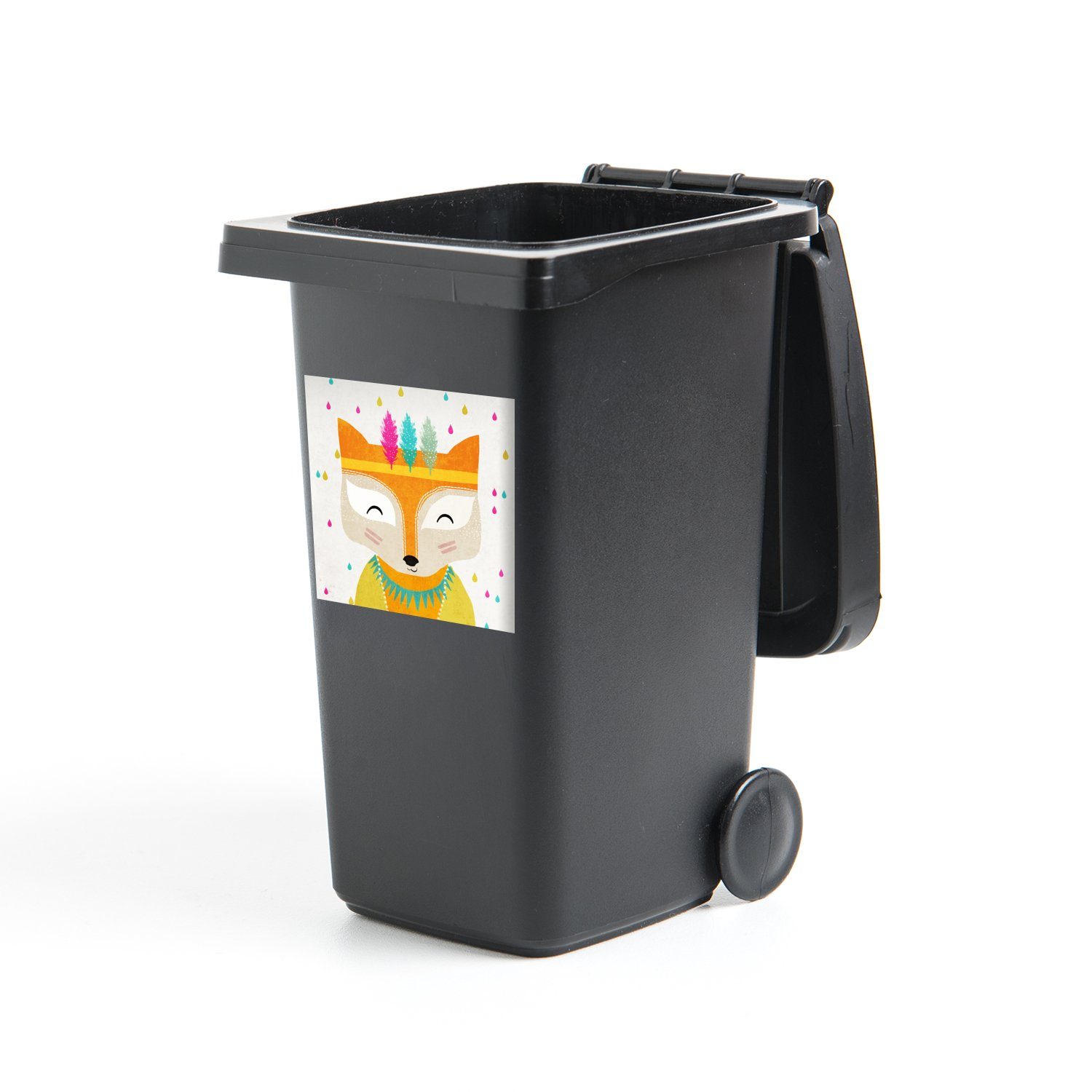 MuchoWow Wandsticker Tiere - Farben - Fuchs - Porträt (1 St), Mülleimer-aufkleber, Mülltonne, Sticker, Container, Abfalbehälter | Wandtattoos