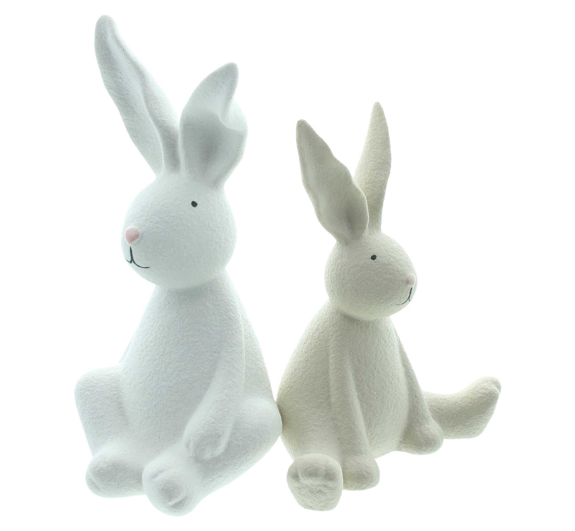 Dekoleidenschaft Dekofigur "Häschen" aus Porzellan in beige und weiß, Osterhase, Osterdeko (2 St., im Set), Osterfigur Hase 15 + 19 cm hoch, Figurenset