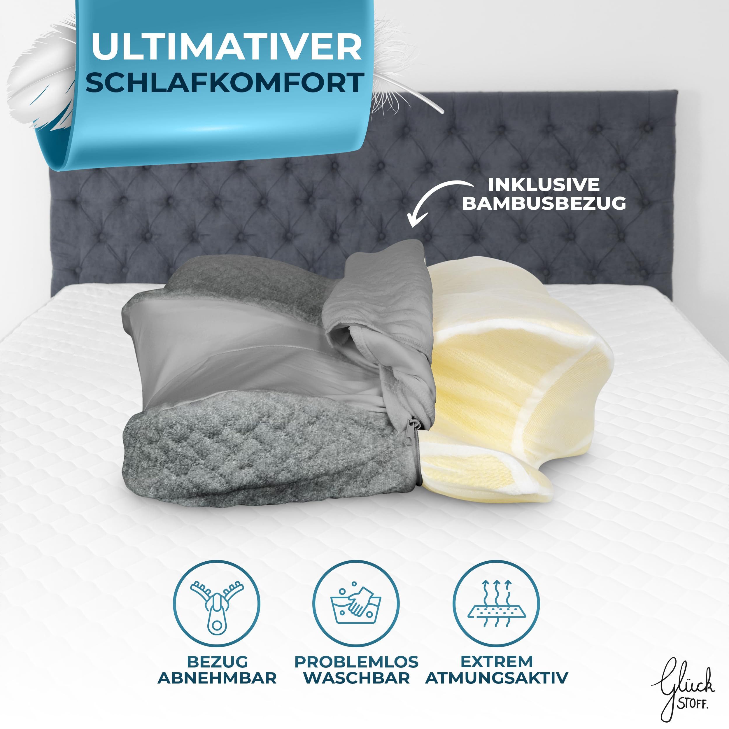 Glückstoff Kissenbezug für Orthopädisches Kissen [mit Kühl- und Wärmeeffekt günstig online kaufen