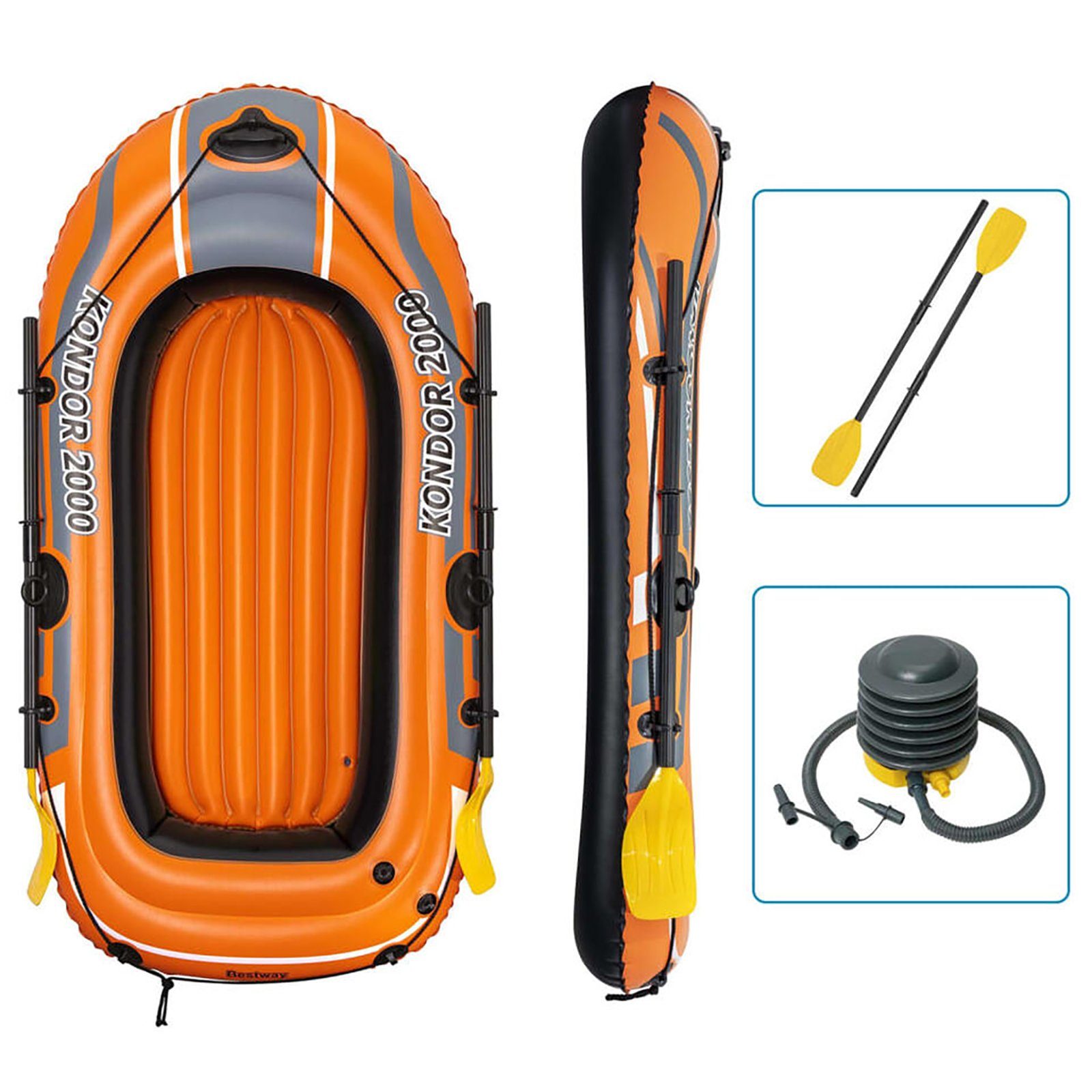 Bestway Schlauchboot Schlauchboot Set Kondor 2000 für 1 Erwachsenen + Kind 188x98x30cm