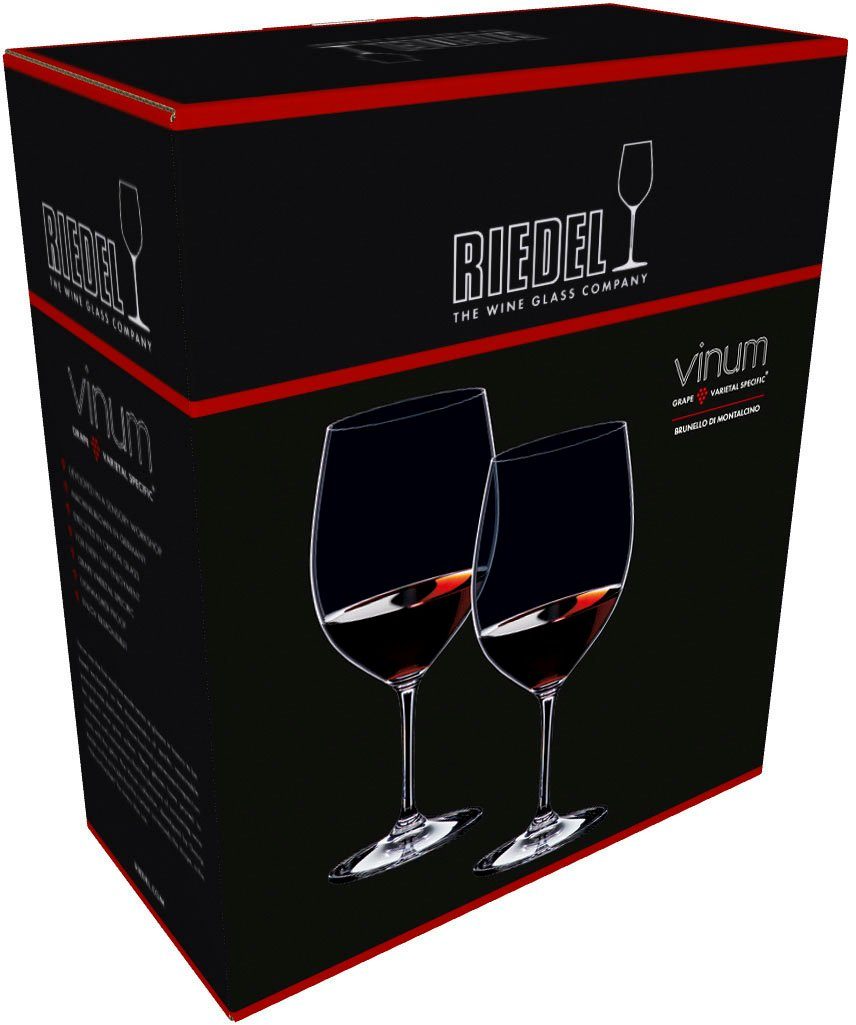 in Kristallglas, Glas Vinum, 650 ml, 2-teilig Made Germany, RIEDEL Rotweinglas