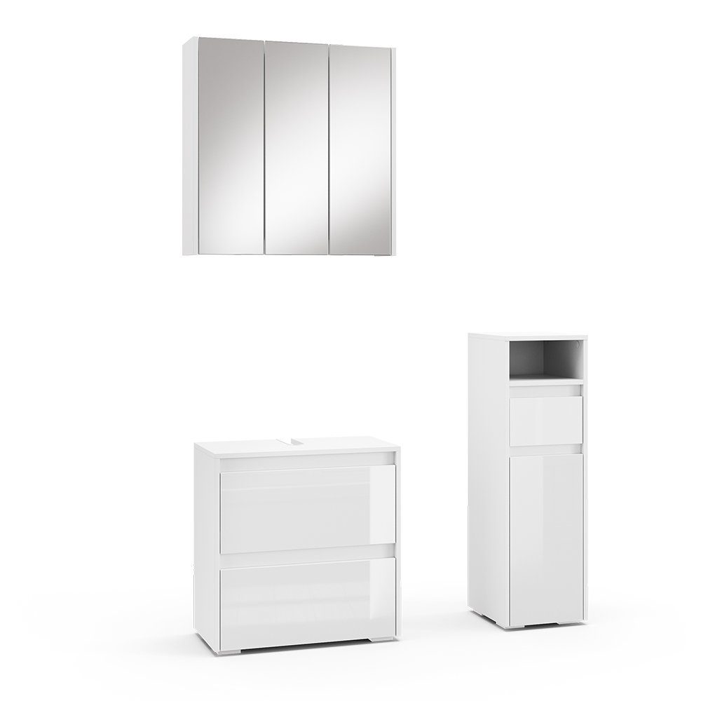 Vicco Badmöbel-Set Majest, Weiß/Weiß Hochglanz, 3 günstig online kaufen