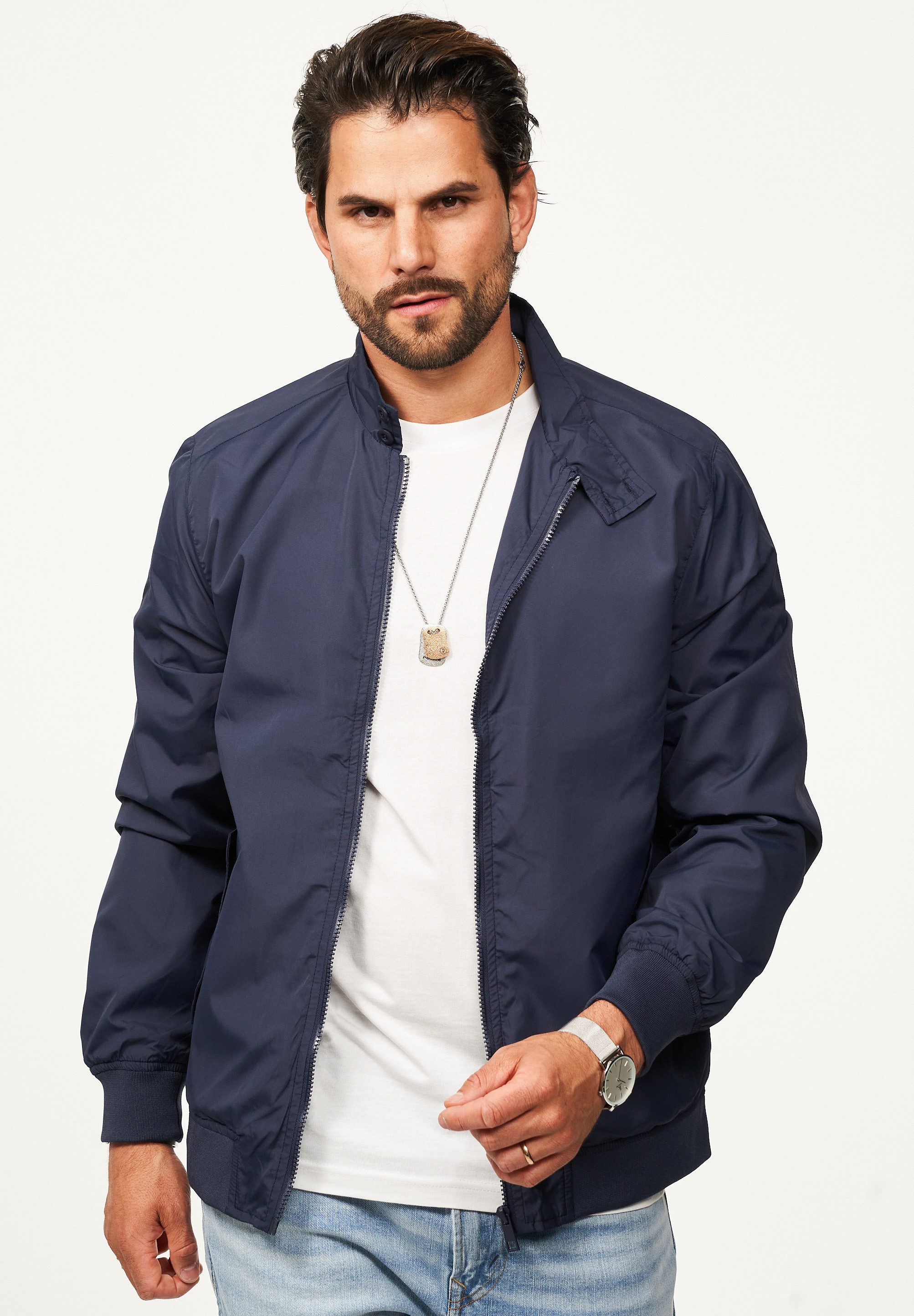 Blouson mit hochschließbaren Kragen leichte Harington-Sommerjacke