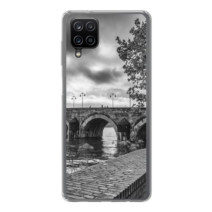 MuchoWow Handyhülle Brücke - Maastricht - Schwarz - Weiß Handyhülle Samsung Galaxy A12 Smartphone-Bumper Print Handy