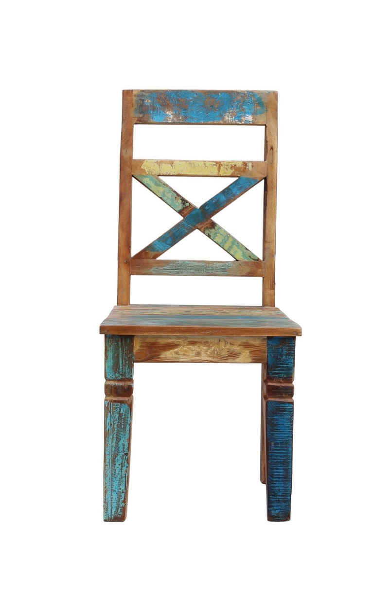 TPFLiving Stuhl Sterling - ungewöhnliches Design (aus buntem Altholz - Stuhl Esstisch), Produktlinie: Alaska - Breite: 45 cm, Höhe: 100 cm, Tiefe: 45 cm
