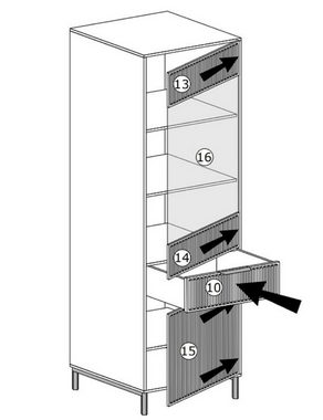 Furnix Standvitrine Vitrinenschrank LINKI LS5 verglaste Türen Schublade mit Glastür, mit Schublade