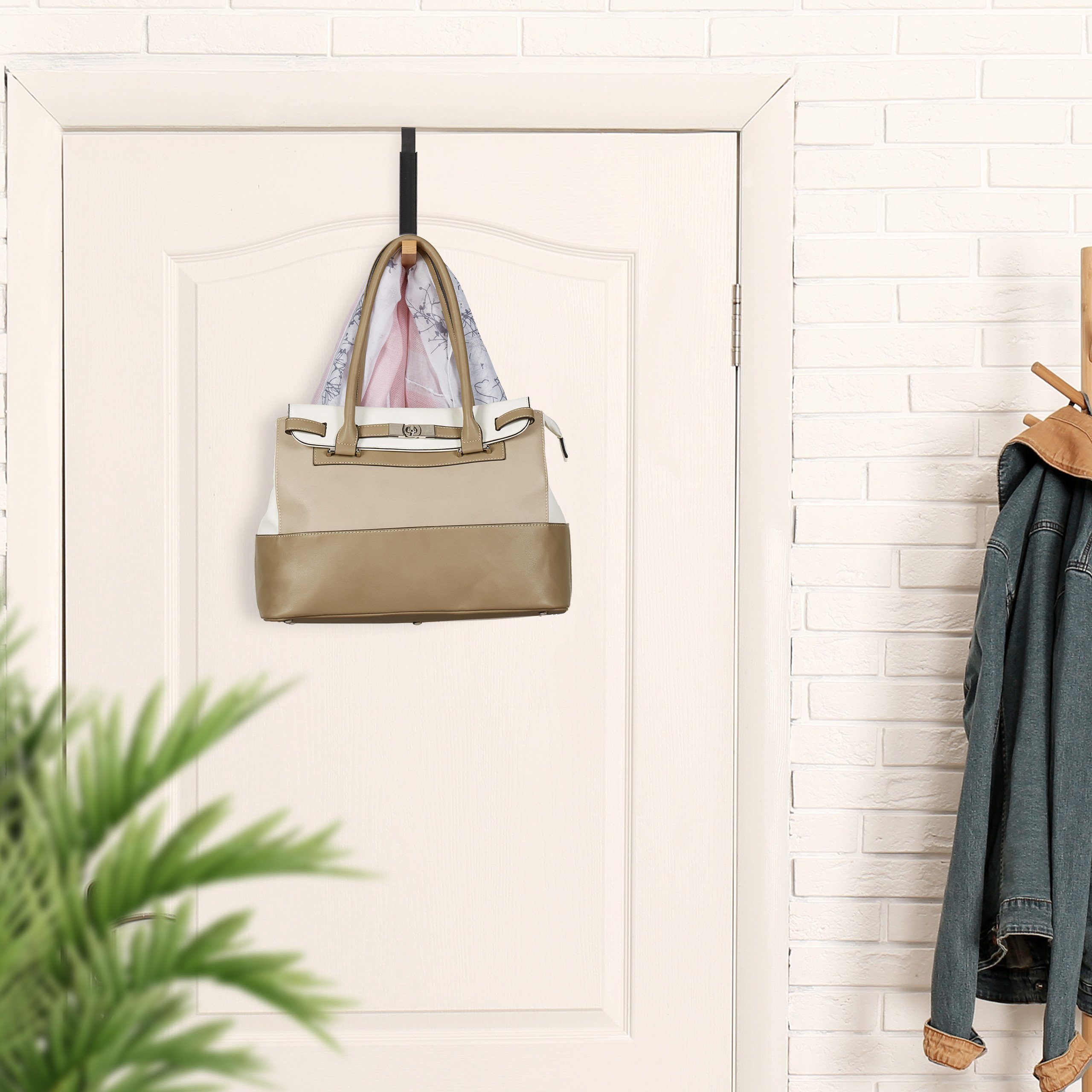 relaxdays Türhaken Klappbare Türgarderobe schwarz, Taschen, Schals und Tücher, Türfalz bis 2 cm, Bis zu 6 Kleiderbügel, Schrank- und Zimmertüren, (1-St) – Bild 5 von 5
