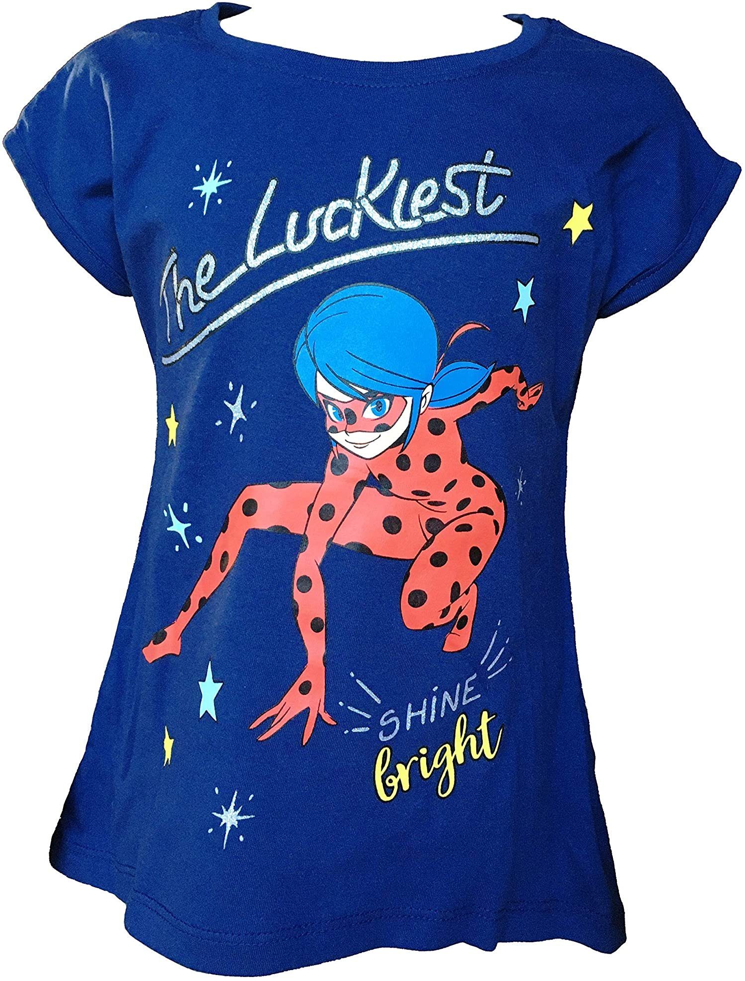 Miraculous - Ladybug T-Shirt Miraculous Ladybug T-Shirt blau, rot + grau Mädchen 3x Oberteile Gr.110 116 128 140 entspricht 5 6 8 10 Jahre