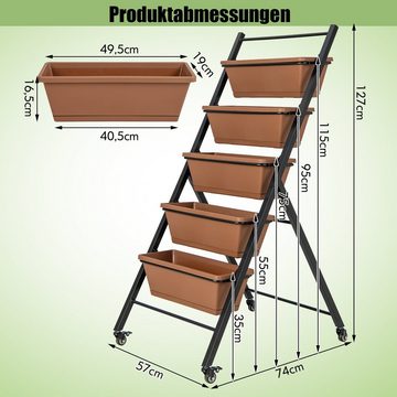 COSTWAY Hochbeet Vertikalbeet, mit 5 Pflanzkästen