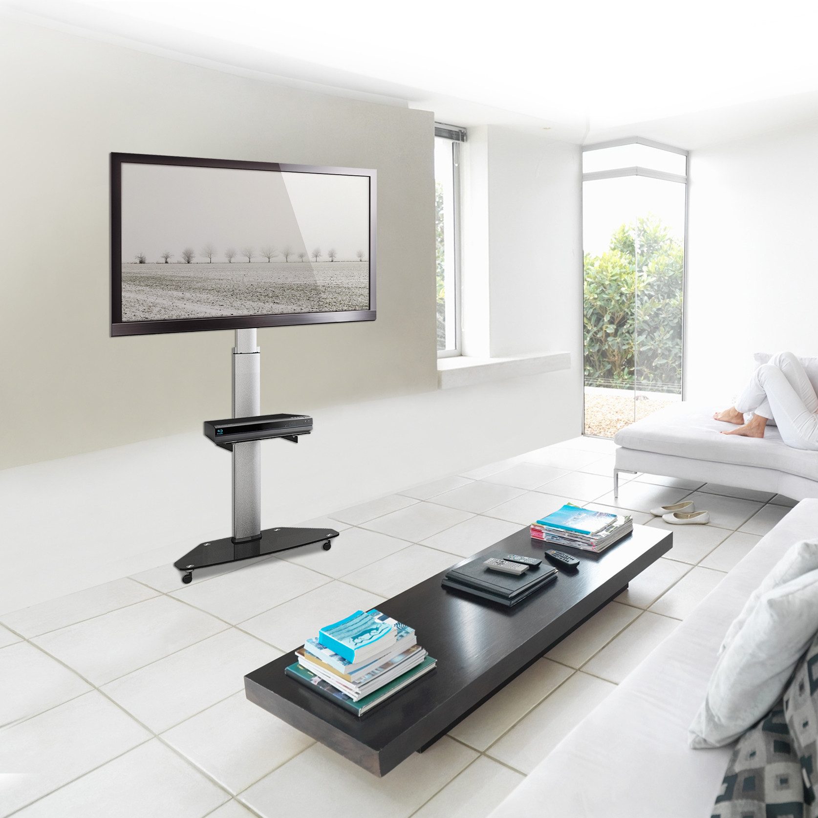 my wall TV-Standfuß HP1DL, (bis 70 Zoll, rollbar mit feststellbaren Rollen)