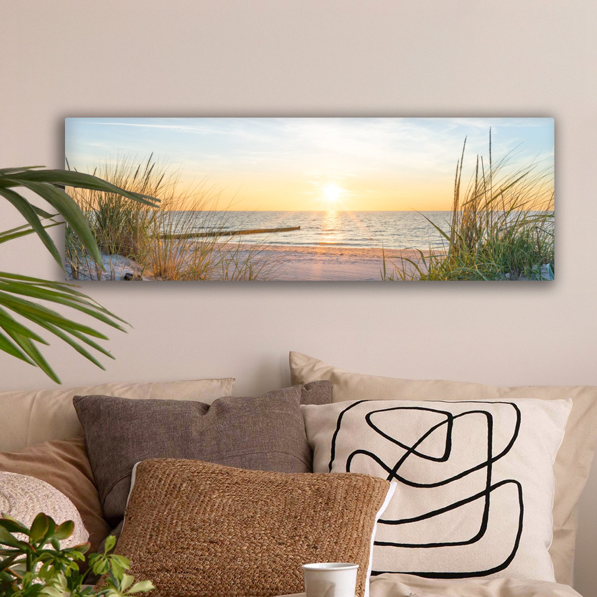 OneMillionCanvasses® Leinwandbild Panorama Strand - Sonne günstig online kaufen