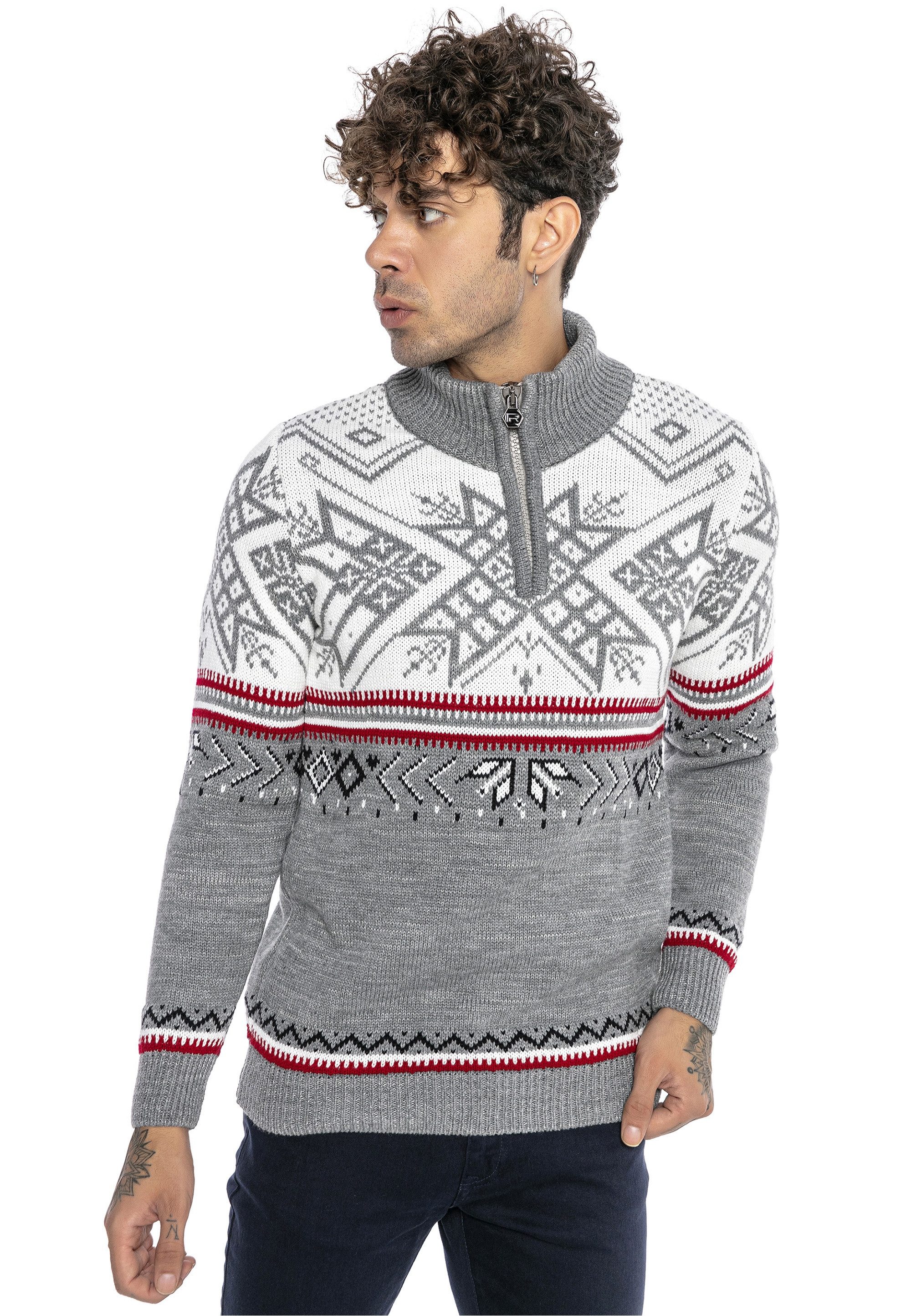 RedBridge Strickpullover Hillsboro mit Reißverschluss am hohen Kragen