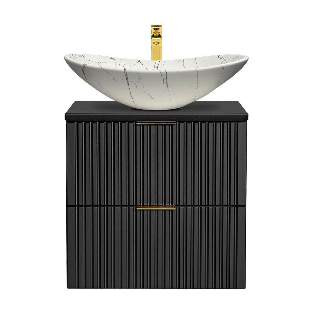 Lomadox Waschtisch ADELAIDE-56-BLACK, gerillt mit Keramik-Waschbecken günstig online kaufen