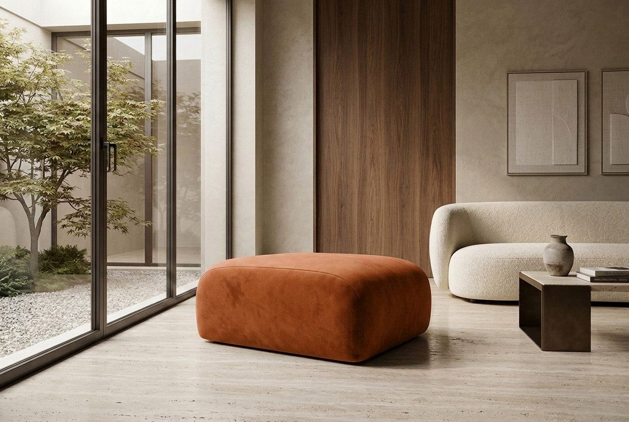 Kaiser Möbel Pouf Hocker für das Wohnzimmer aus Velvet-Stoff Bluvel GRETA