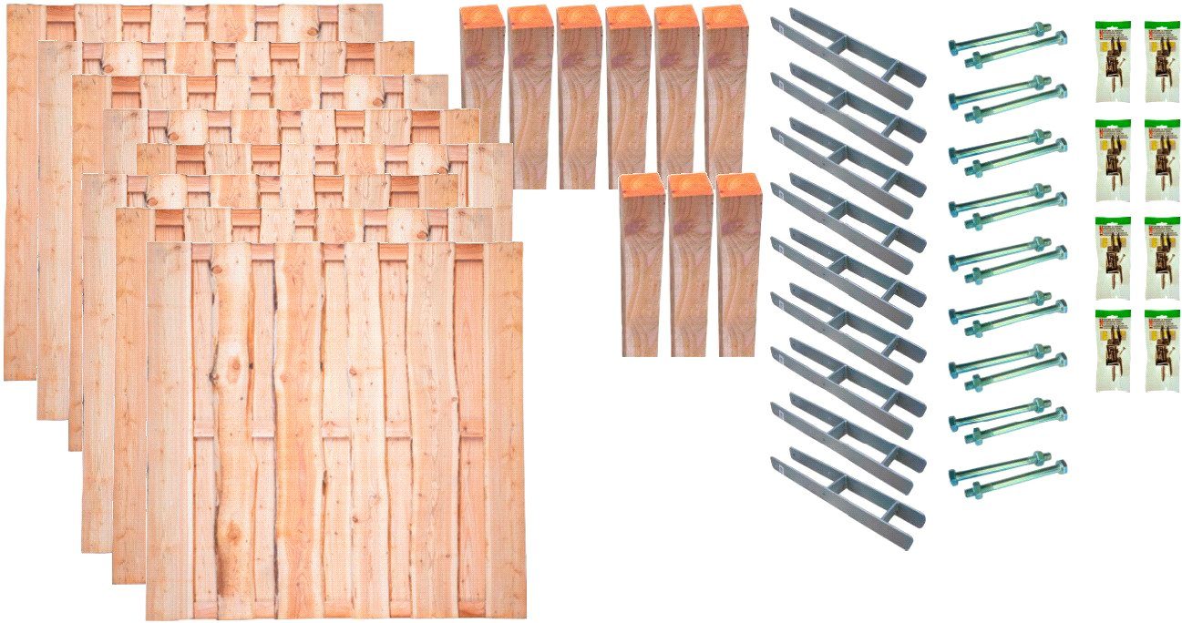Tetzner & Jentzsch Bohlenzaun Lincoln 6, (Set), 8 Elemente, LxH: 1521x180 cm