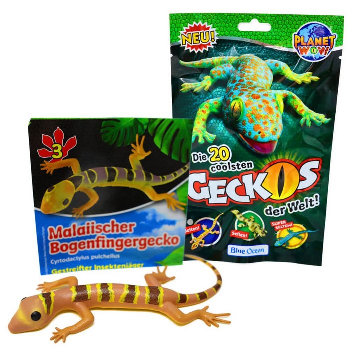 Blue Ocean Sammelfigur Blue Ocean Geckos Sammelfiguren 2023 - Planet Wow - Figur 3. Malaiisch (Set) Geckos - Figur 3. Malaiischer Bogenfingergecko