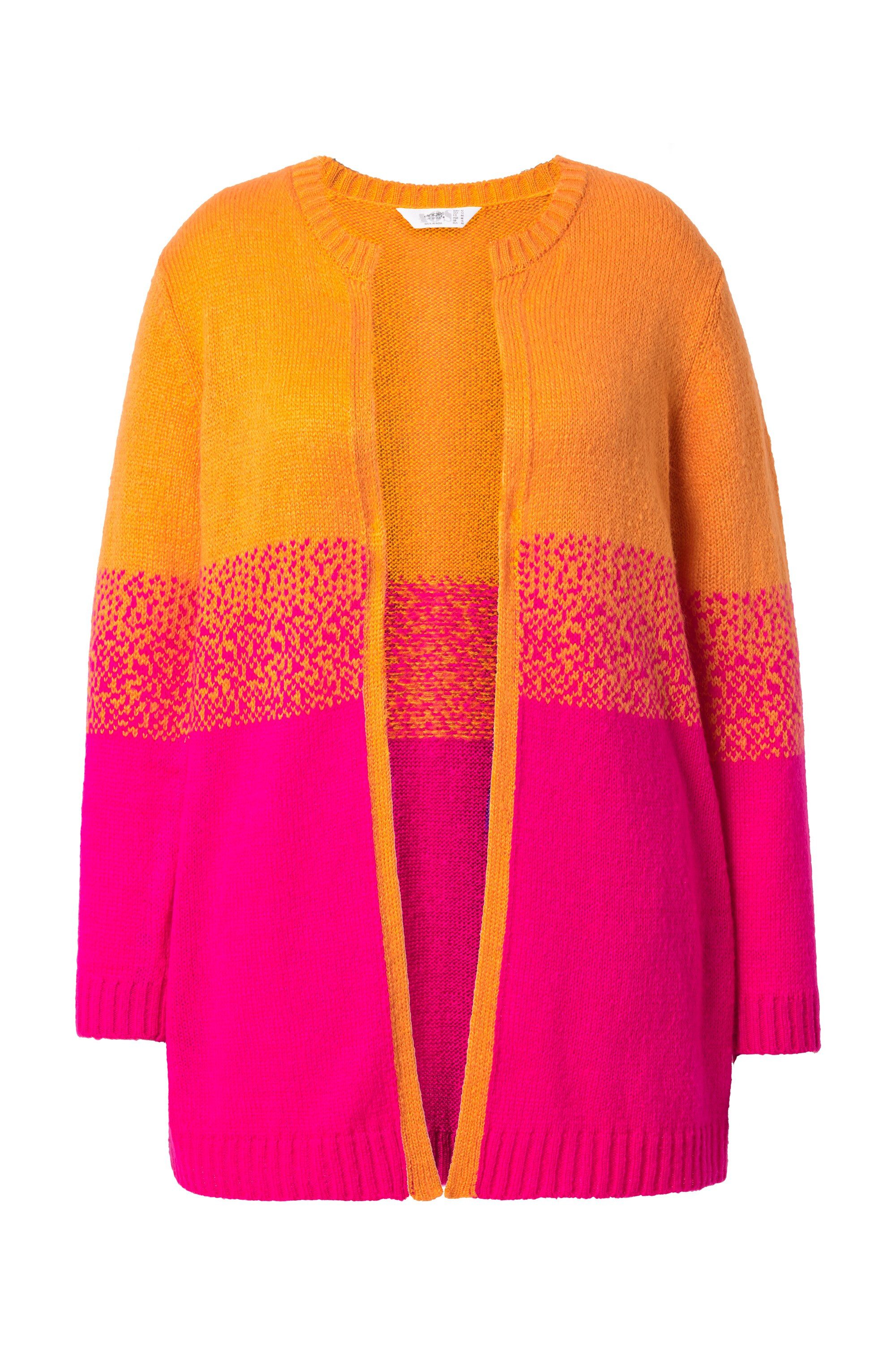 Strickjacke Strickjacke gerade offene Passform Colorblocking