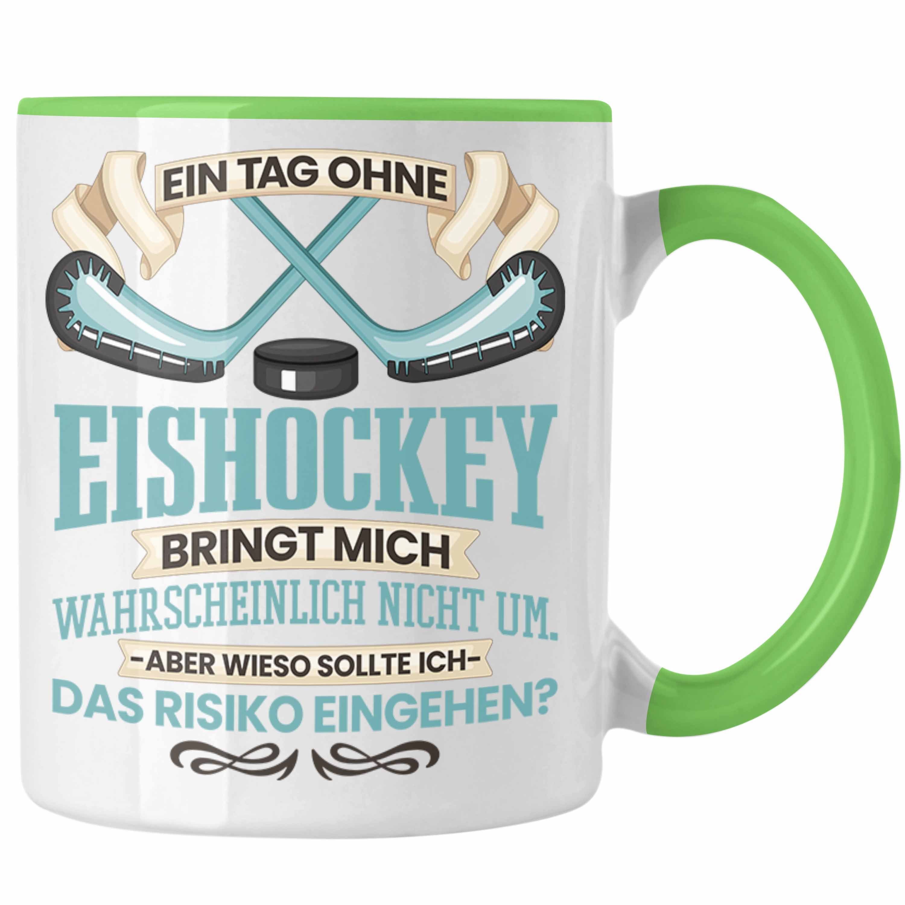Trendation Tasse Trendation - Eishockey Tasse Geschenk für Eishockey-Spieler Coach Ein Grün | Teetassen