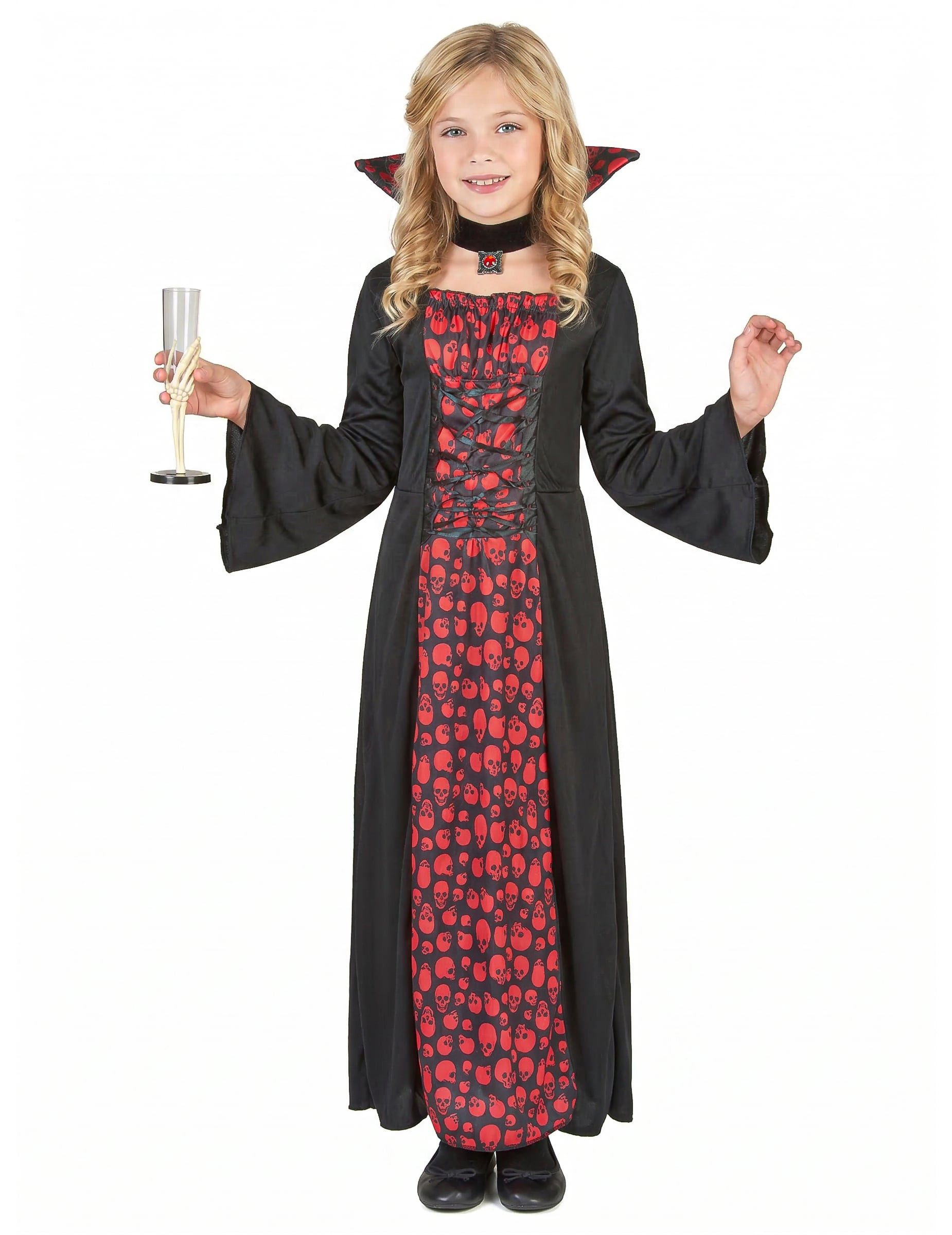 JADEO Kostüm Elegante Vampirin Kinderkostüm rot-schwarz