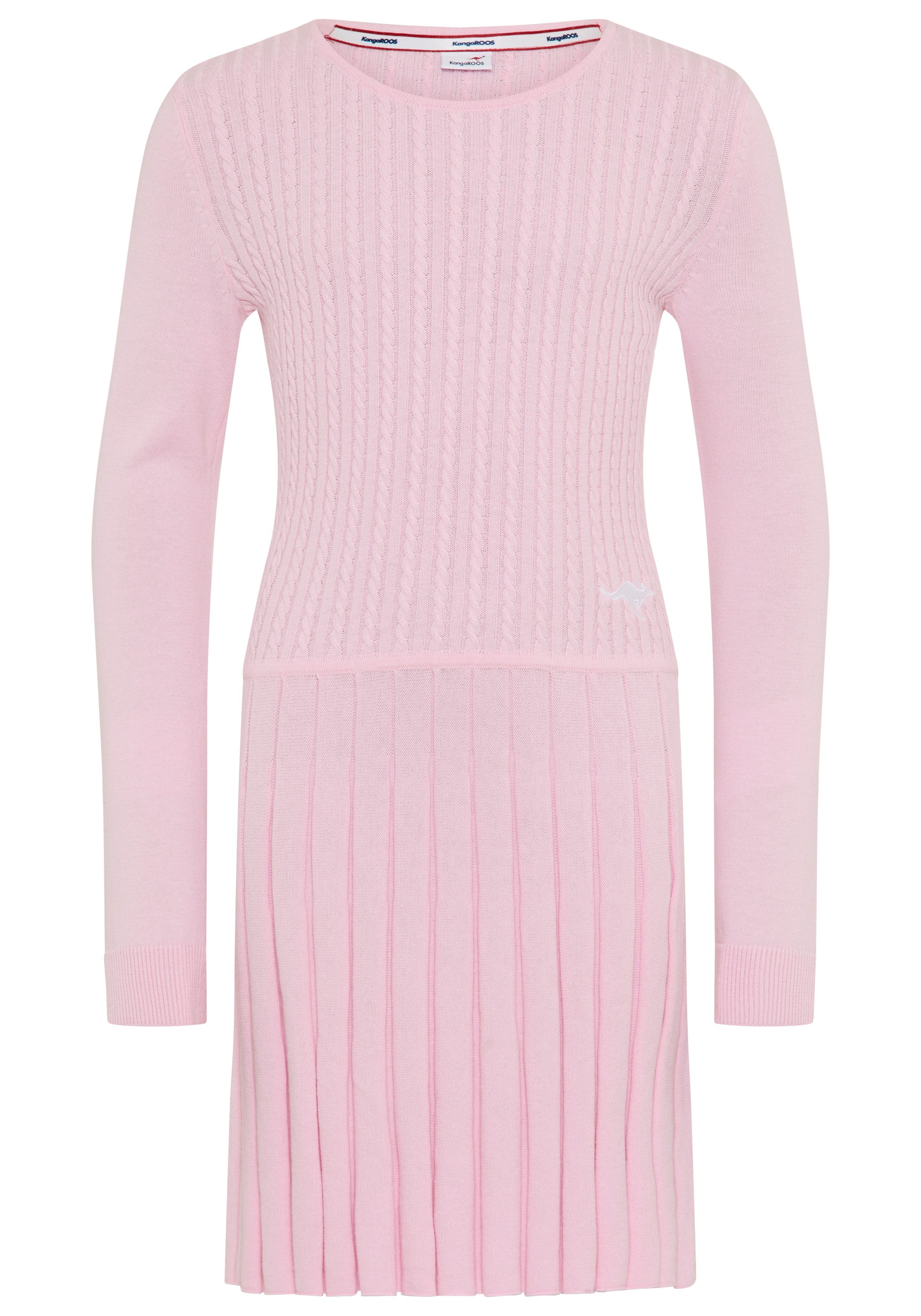 Strickkleid Kleid feinem Zopf-Strick und Faltenrock