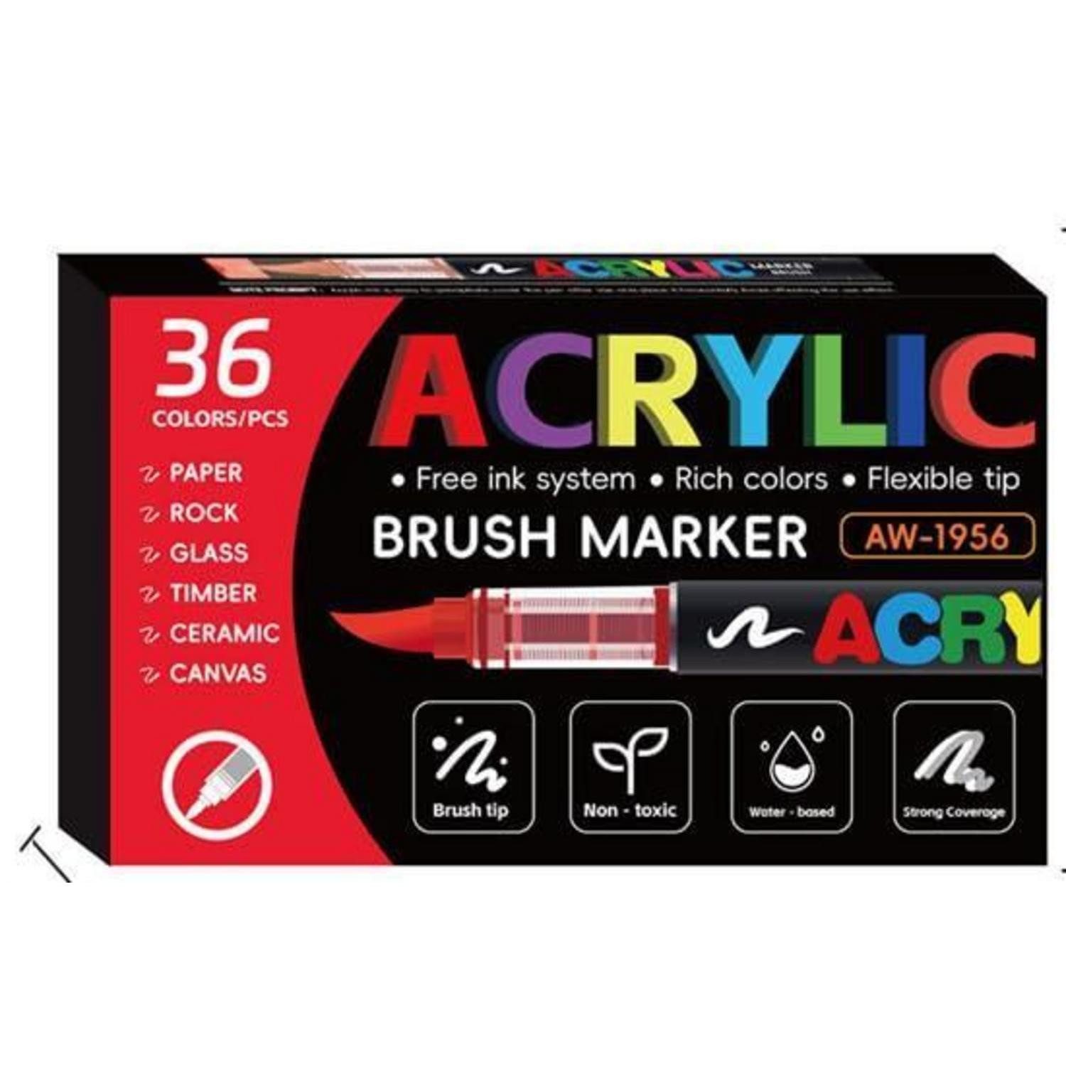 LuxusKollektion Marker Acrylstifte Pinselspitze 36 Farben wasserfest