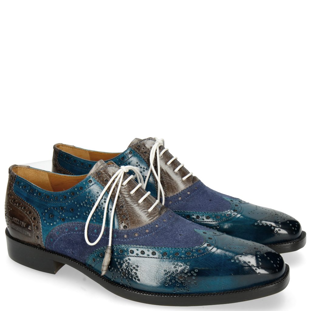 Chaussures Oxford Homme 'Jeff 28' Melvin & Hamilton - Cuir De Veau Tannage Végétal, Semelle Cuir Et Gomme, Bout Pointu