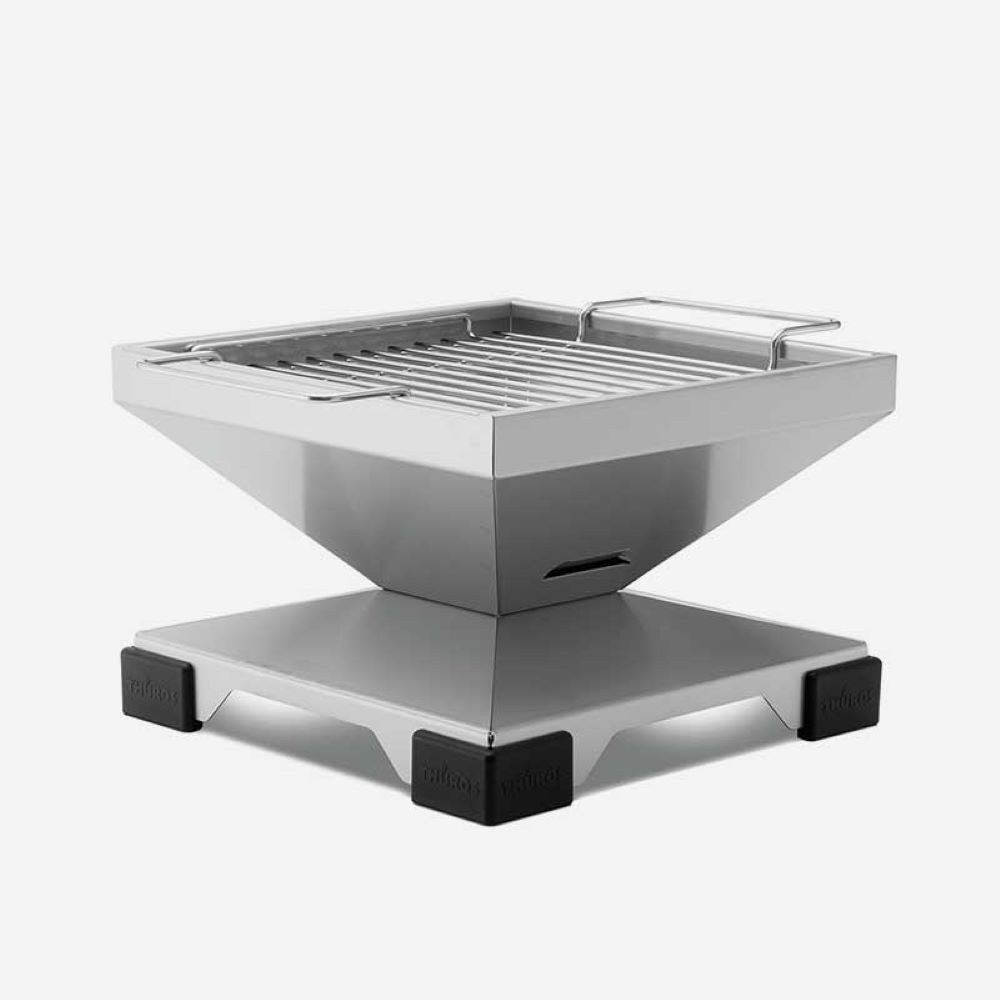 Thüros Holzkohlegrill T1 Direkt Plus Set, inkl. Windansteckblech & Warmhalterost, Edelstahl – Bild 5 von 5