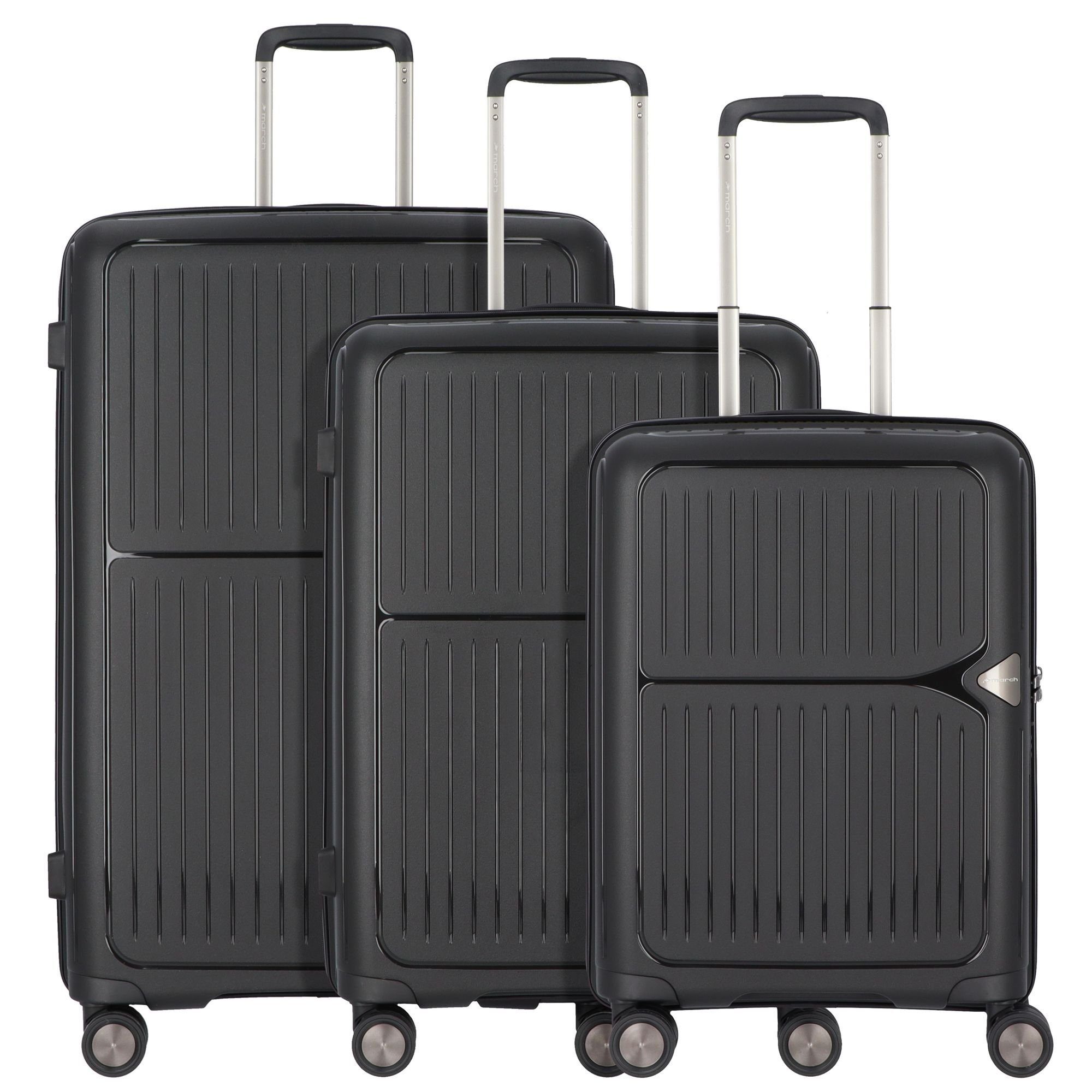 March15 Trading Trolleyset readytogo, 4 Rollen, (3-teilig, 3 tlg), Polypropylen black metal