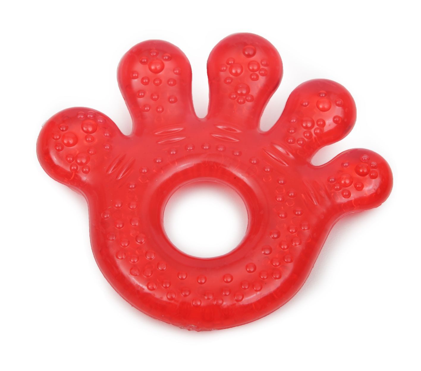 Moni Beißring Pfote T1205 rot, Gefrierfach, Kühlschrank, Zahnungshilfe, Kühlbeißring, 5 x 10 cm