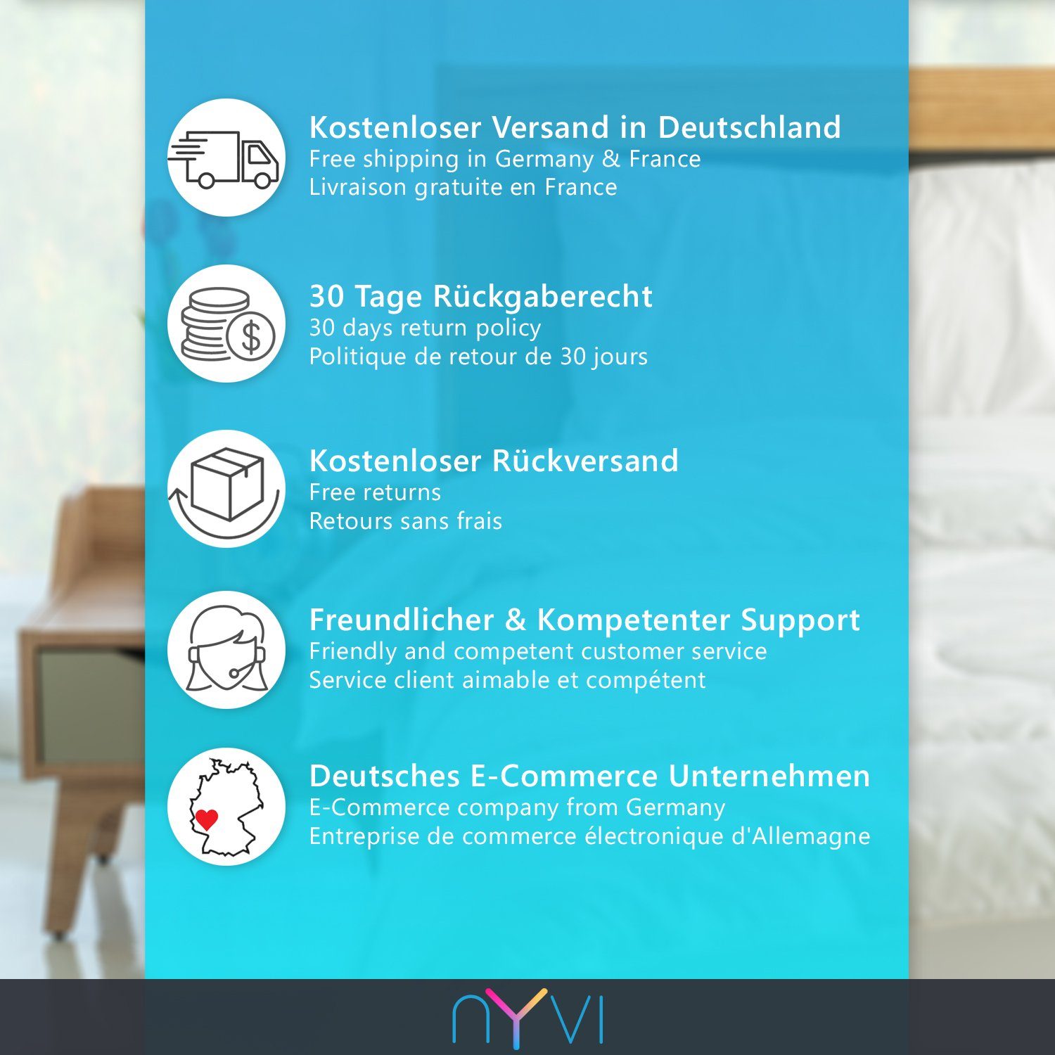 NYVI Feder-/Daunenbettdecke + Kopfkissen Bettenset 4teilig - 2x Bettdecke 135x200 cm und 2x Kopfkissen 80x80 cm, Füllung: 90% Federn, 10% Daunen, Bettdecken Set mit Kopfkissen Baumwolle Füllung aus Federn & Daunen