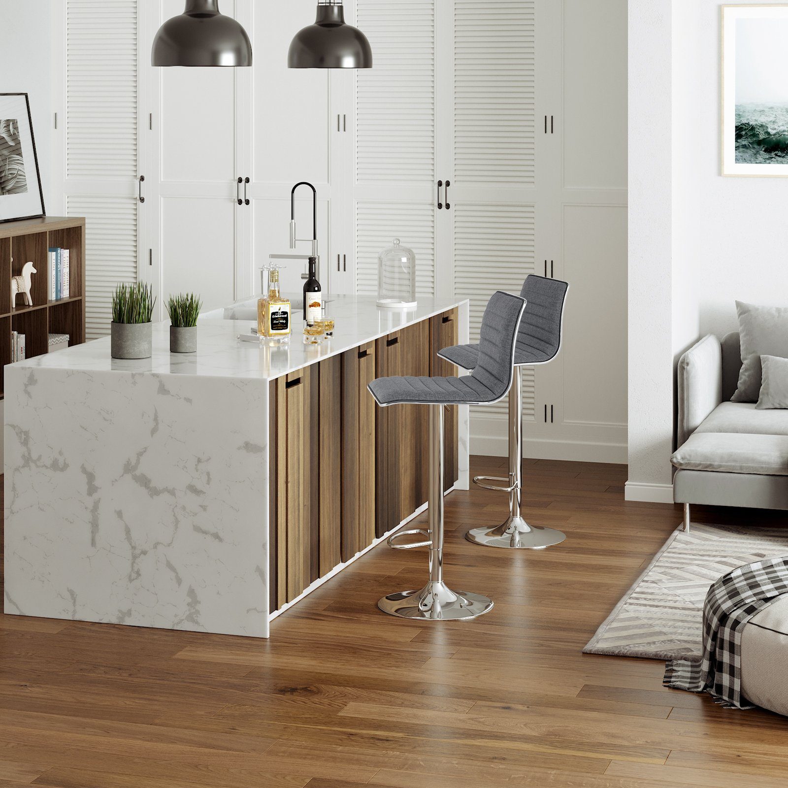 SONGMICS Barhocker Barstühle, 2er-Set, mit Rückenlehne, grau günstig online kaufen