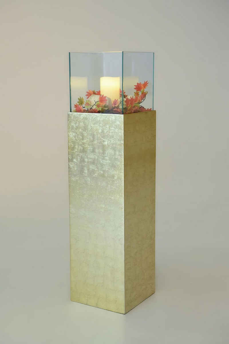 VIVANNO Bodenwindlicht Windlichtsäule Kerzenhalter Windlicht Fiberglas "Candela", Gold