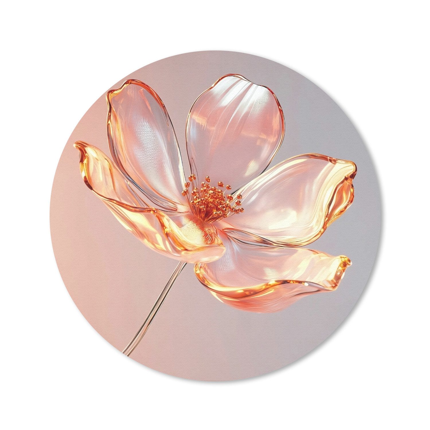 MuchoWow Mauspad Gläser - Blume - Rosa (1-St), Mousepad mit Rutschfester Unterseite, Gaming, Rund, 40x40 cm