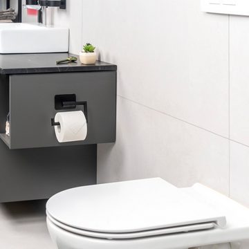 bremermann Toilettenpapierhalter Bad-Serie PIAZZA BLACK TAPE - Toilettenpapierhalter Edelstahl schwarz